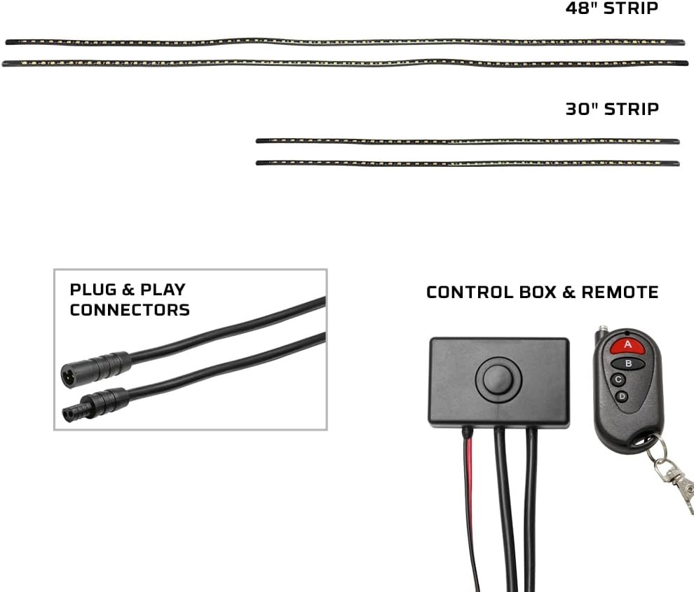 LEDGlow 4pc Green Flexible Car Slimline LED Underbody Underglow Accent Neon Lighting Kit - 4 Unique Patterns - Water Resistant, Low Profile Tubes - Includes Control Box & Remote - Image 2