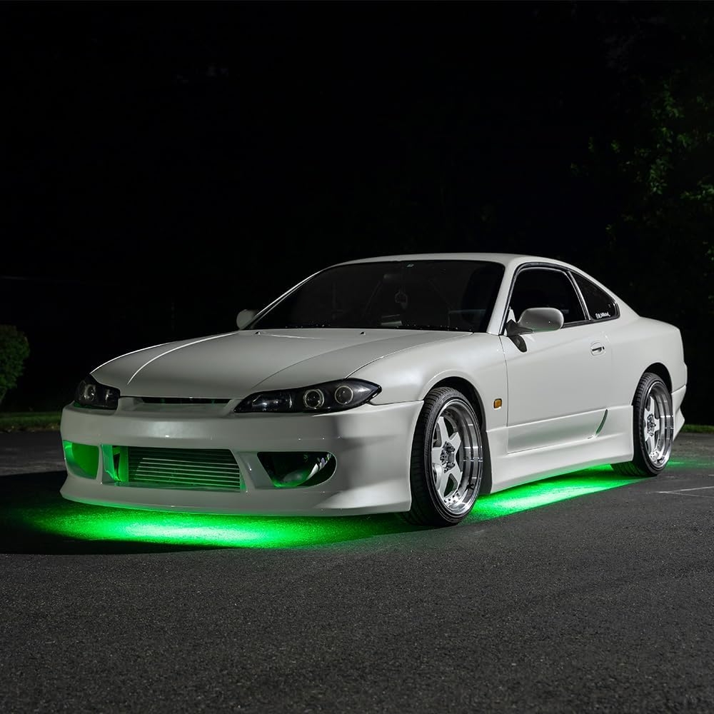 LEDGlow 4pc Green Flexible Car Slimline LED Underbody Underglow Accent Neon Lighting Kit - 4 Unique Patterns - Water Resistant, Low Profile Tubes - Includes Control Box & Remote - Image 3