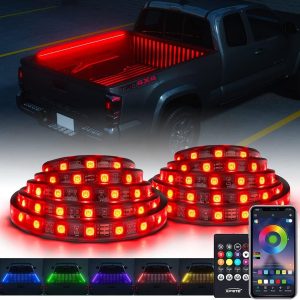 Xprite 60″ RGB Truck Bed Bluetooth Lights Kit, Neon Accent Exterior Glow Rails Light Strips w/APP Control – Wireless Remote, for Cargo, Tonneau Cover, Pickup Trucks, Van, SUV, Camper RV, Boat – 2PCS