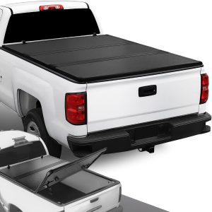 DNA MOTORING New Upgrade Truck Bed Top Hard Solid Tri-Fold Tonneau Cover Compatible with 14-18 Silverado Sierra 1500/15-19 Silverado Sierra 2500HD 3500HD 6.5′ Bed, TTC-HARD-038
