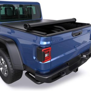5FT Tri Truck Bed Tonneau Cover Compatible for 2020 2021 2022 2023 2024 2025 Jeep Gladiator Fleetside 5FT 60 inch On Top Vinyl