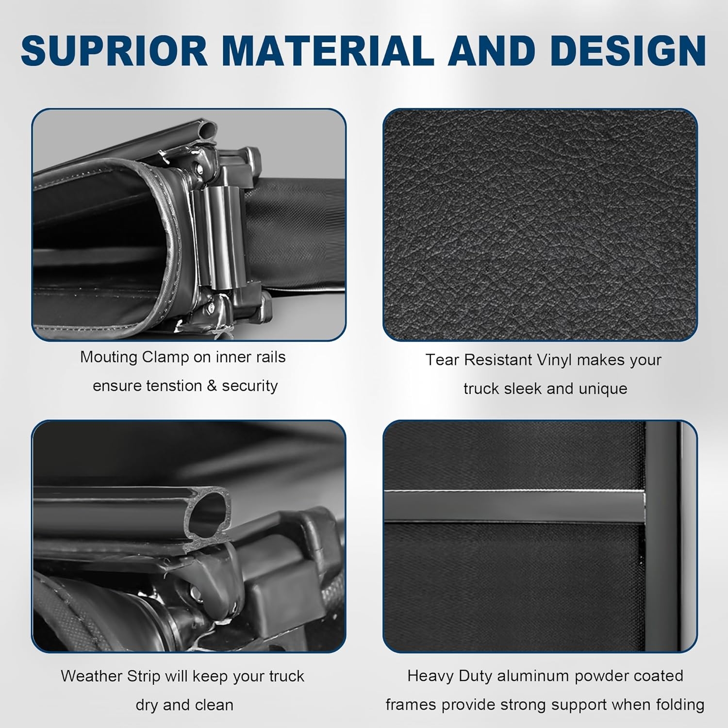 Tri Fold Soft Truck Bed Tonneau Cover Compatible for 2020-2024 Jeep Gladiator Fleetside 5FT(60'') Bed - Image 4