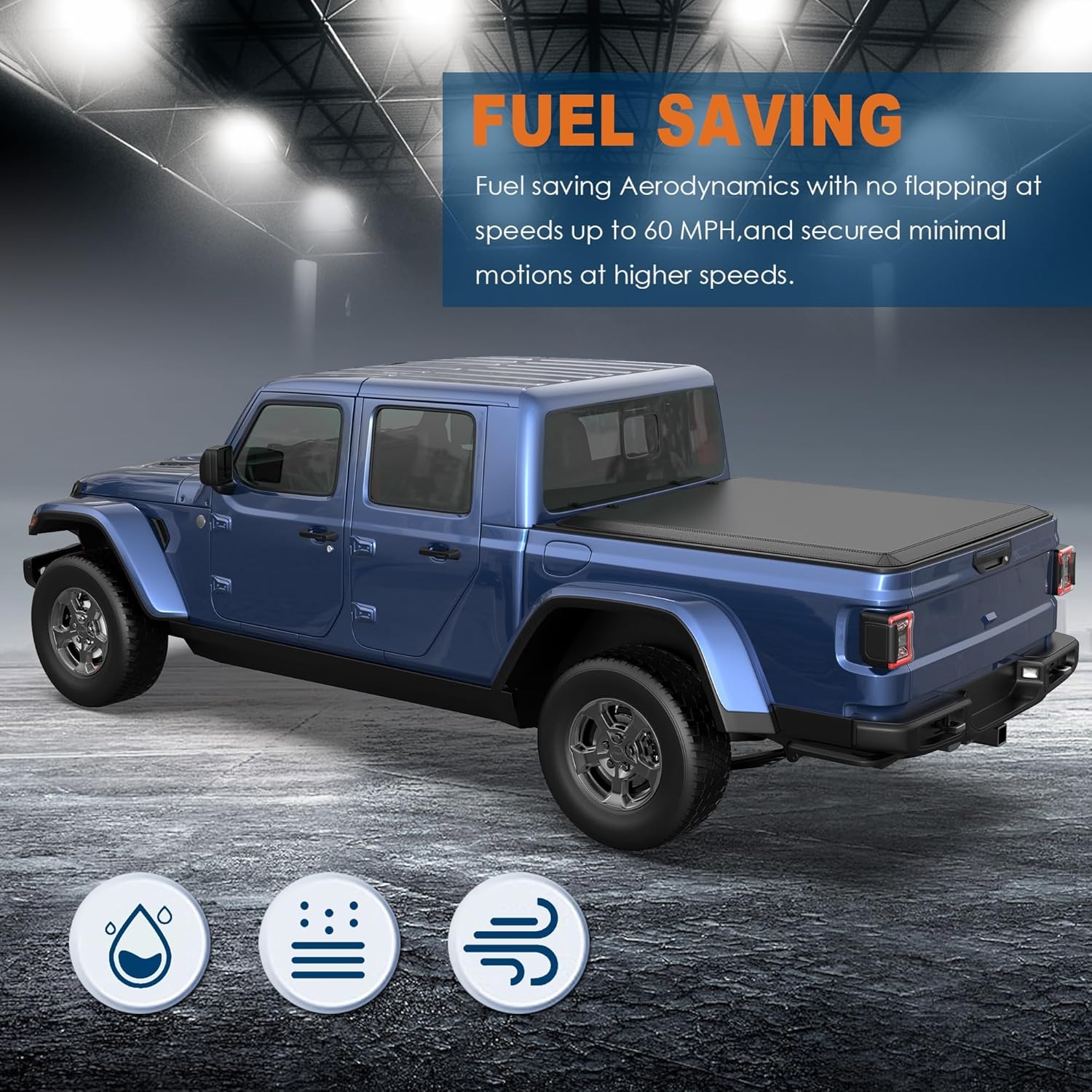 Tri Fold Soft Truck Bed Tonneau Cover Compatible for 2020-2024 Jeep Gladiator Fleetside 5FT(60'') Bed - Image 5