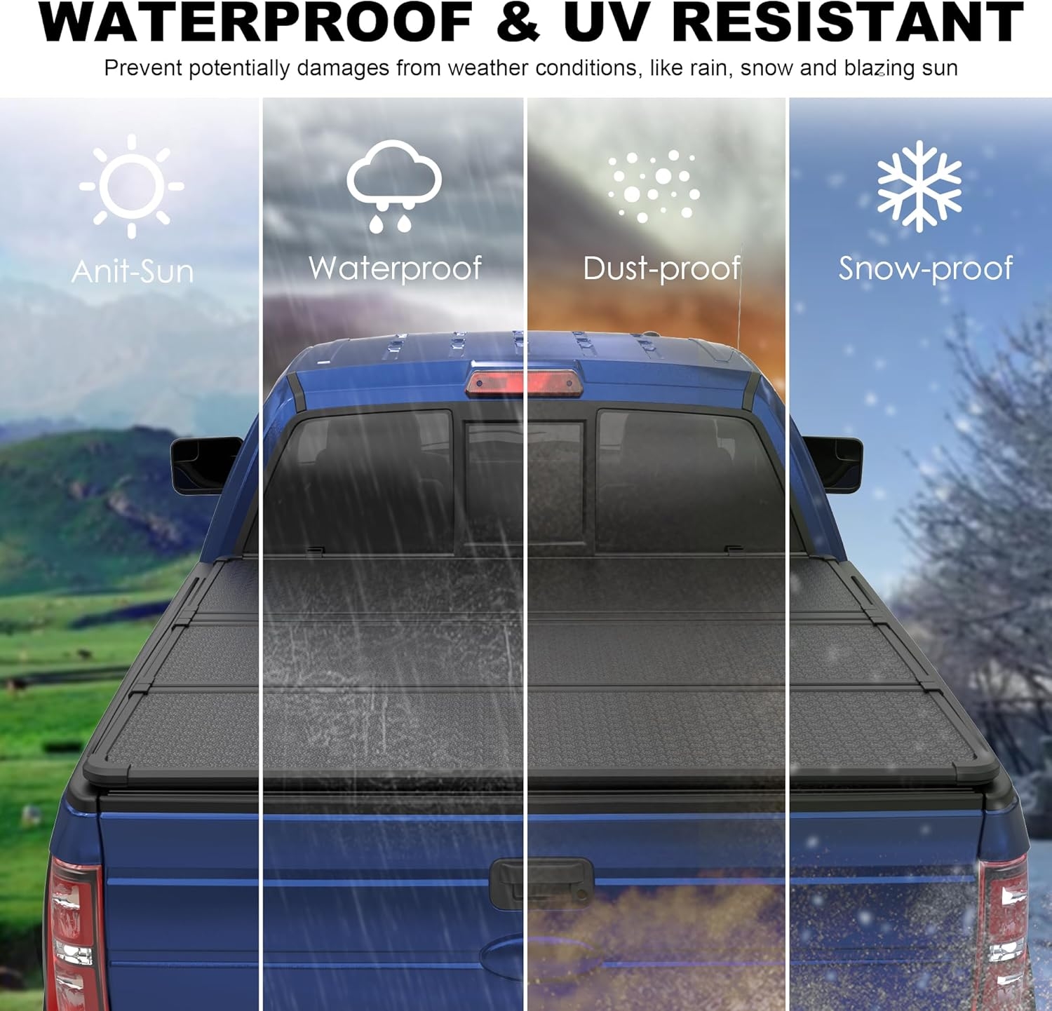 Tri Fold Soft Truck Bed Tonneau Cover Compatible for 2020-2024 Jeep Gladiator Fleetside 5FT(60'') Bed - Image 6