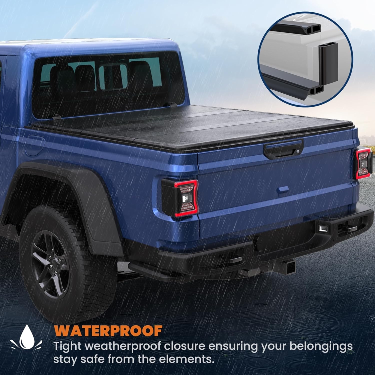 Tri Fold Soft Truck Bed Tonneau Cover Compatible for 2020-2024 Jeep Gladiator Fleetside 5FT(60'') Bed - Image 13