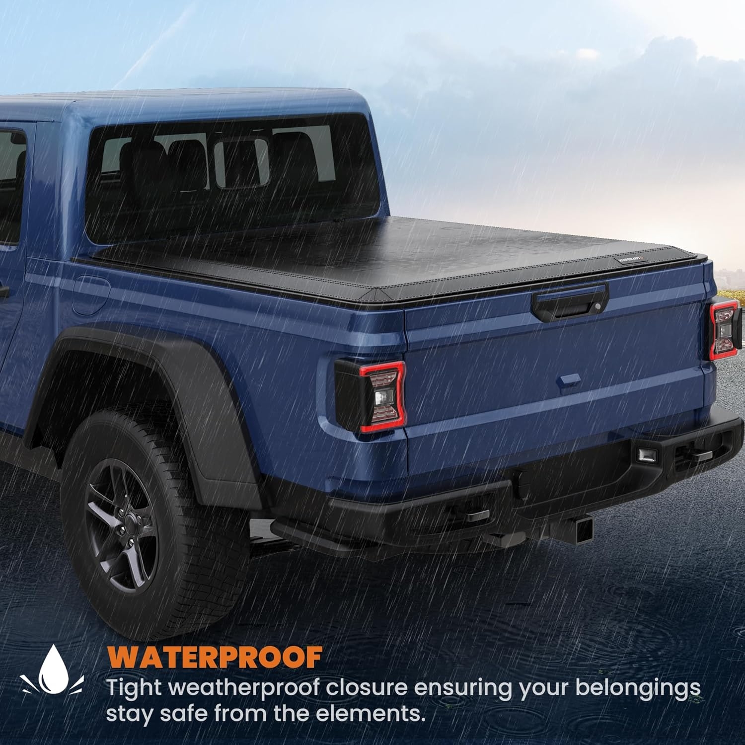 Tri Fold Soft Truck Bed Tonneau Cover Compatible for 2020-2024 Jeep Gladiator Fleetside 5FT(60'') Bed - Image 25