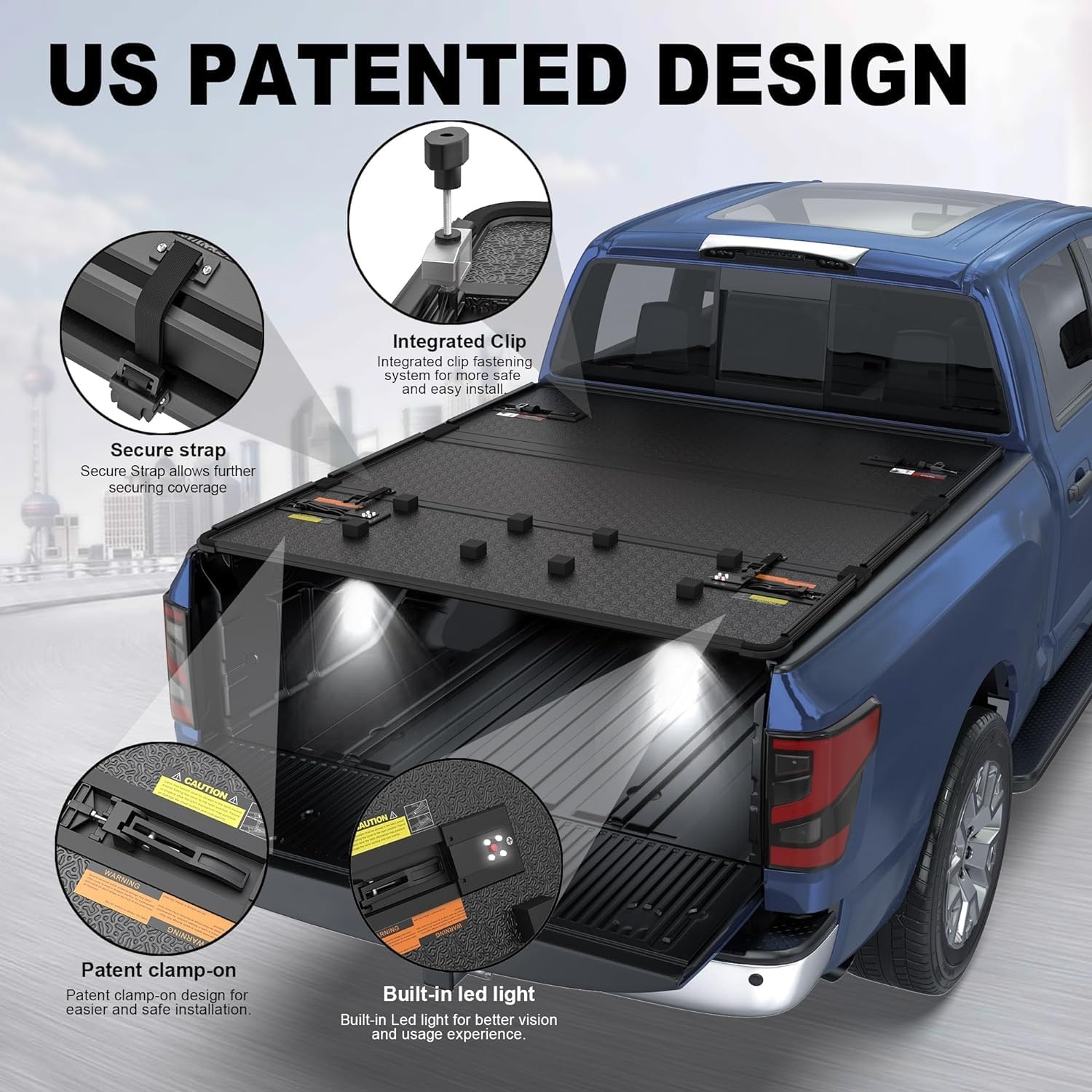 Tri Fold Soft Truck Bed Tonneau Cover Compatible for 2020-2024 Jeep Gladiator Fleetside 5FT(60'') Bed - Image 28