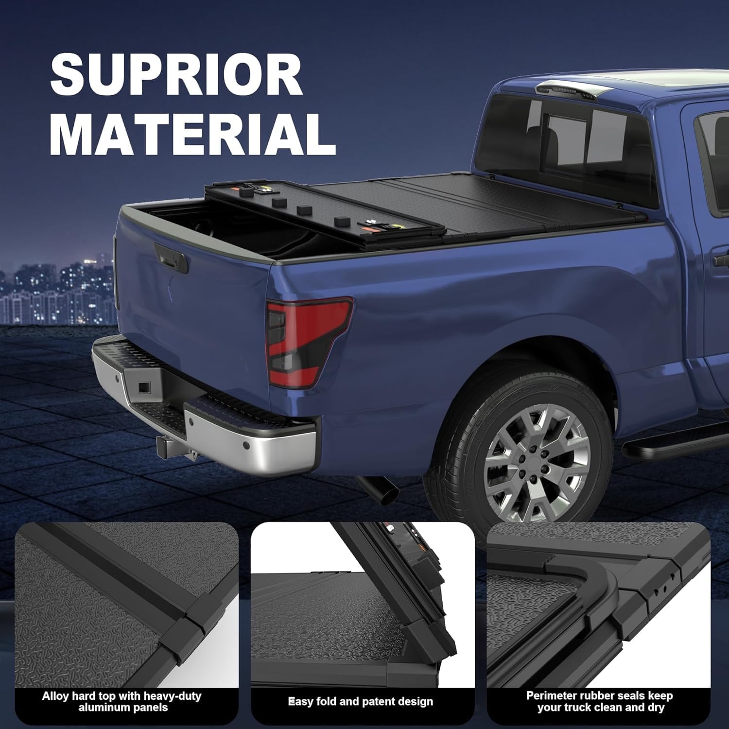 Tri Fold Soft Truck Bed Tonneau Cover Compatible for 2020-2024 Jeep Gladiator Fleetside 5FT(60'') Bed - Image 29