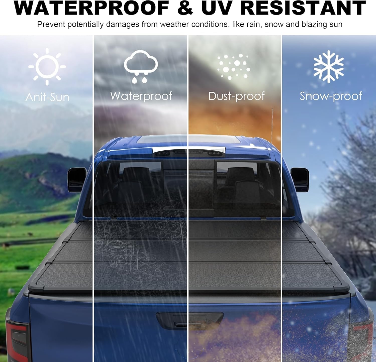 Tri Fold Soft Truck Bed Tonneau Cover Compatible for 2020-2024 Jeep Gladiator Fleetside 5FT(60'') Bed - Image 32