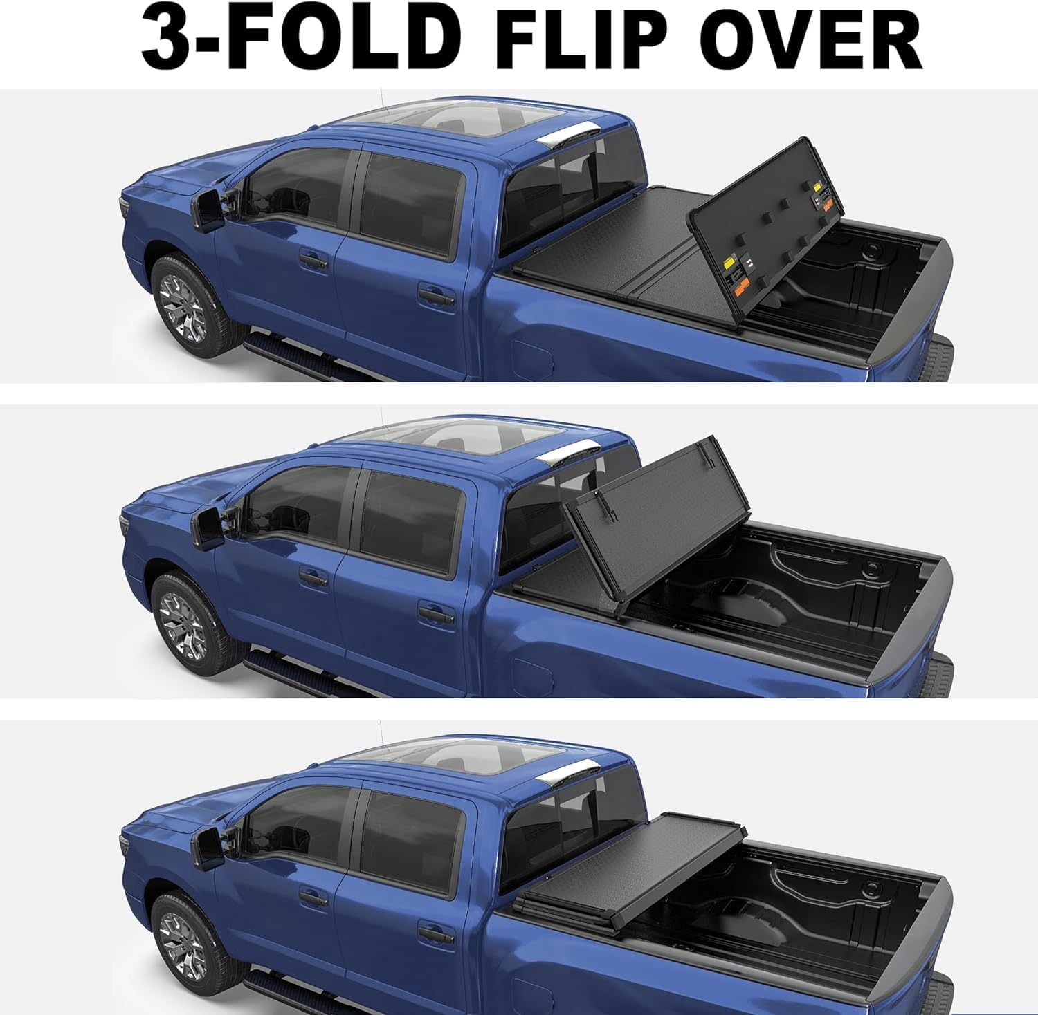 Tri Fold Soft Truck Bed Tonneau Cover Compatible for 2020-2024 Jeep Gladiator Fleetside 5FT(60'') Bed - Image 33
