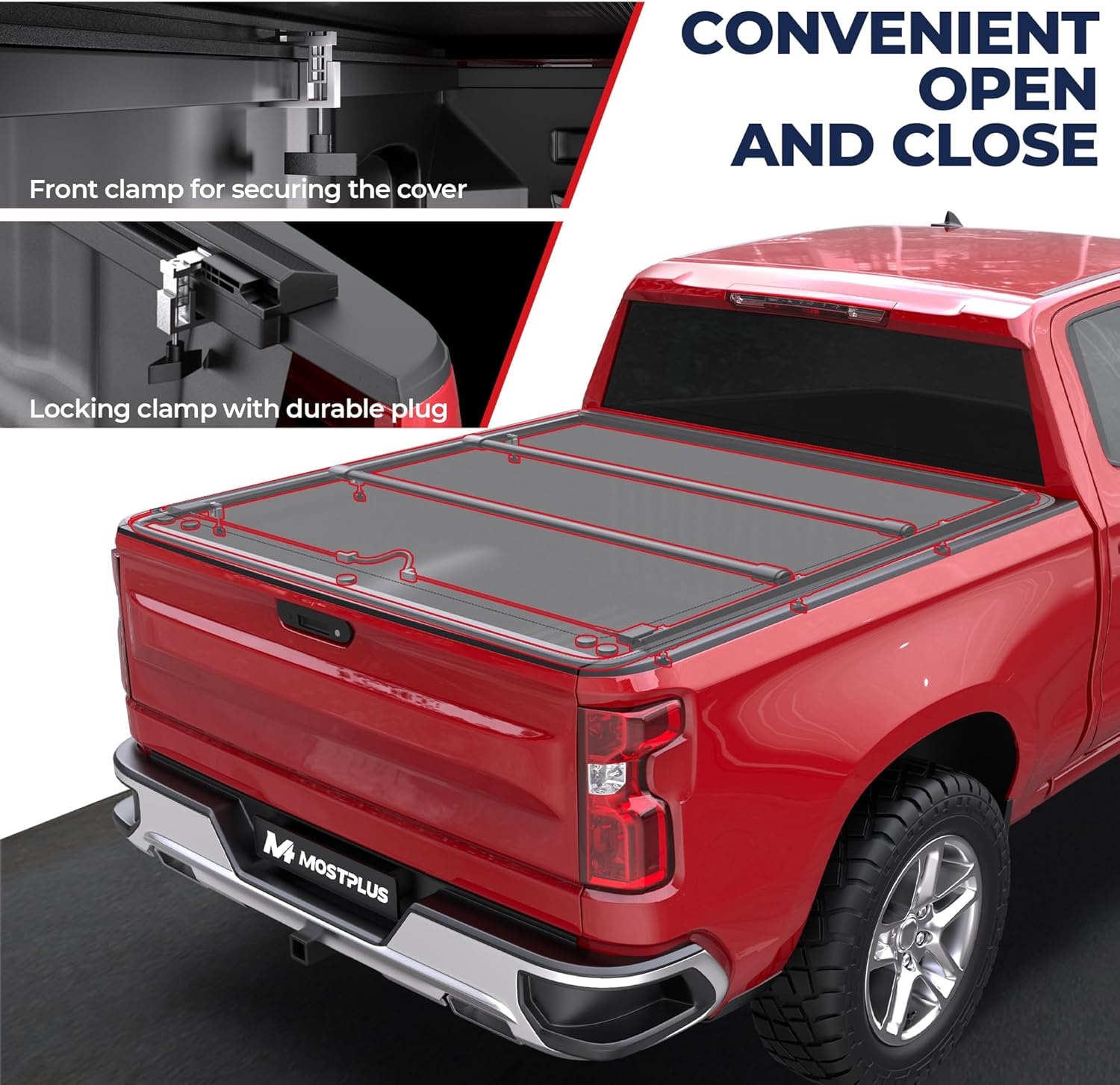 MOSTPLUS Roll-Up Soft Vinyl Truck Bed Tonneau Cover Compatible with 2020-2024 2025 Chevy Chevrolet Silverado GMC Sierra 2500 3500 HD 6.8 FT Bed Fleetside-82.2 Inch - Image 3
