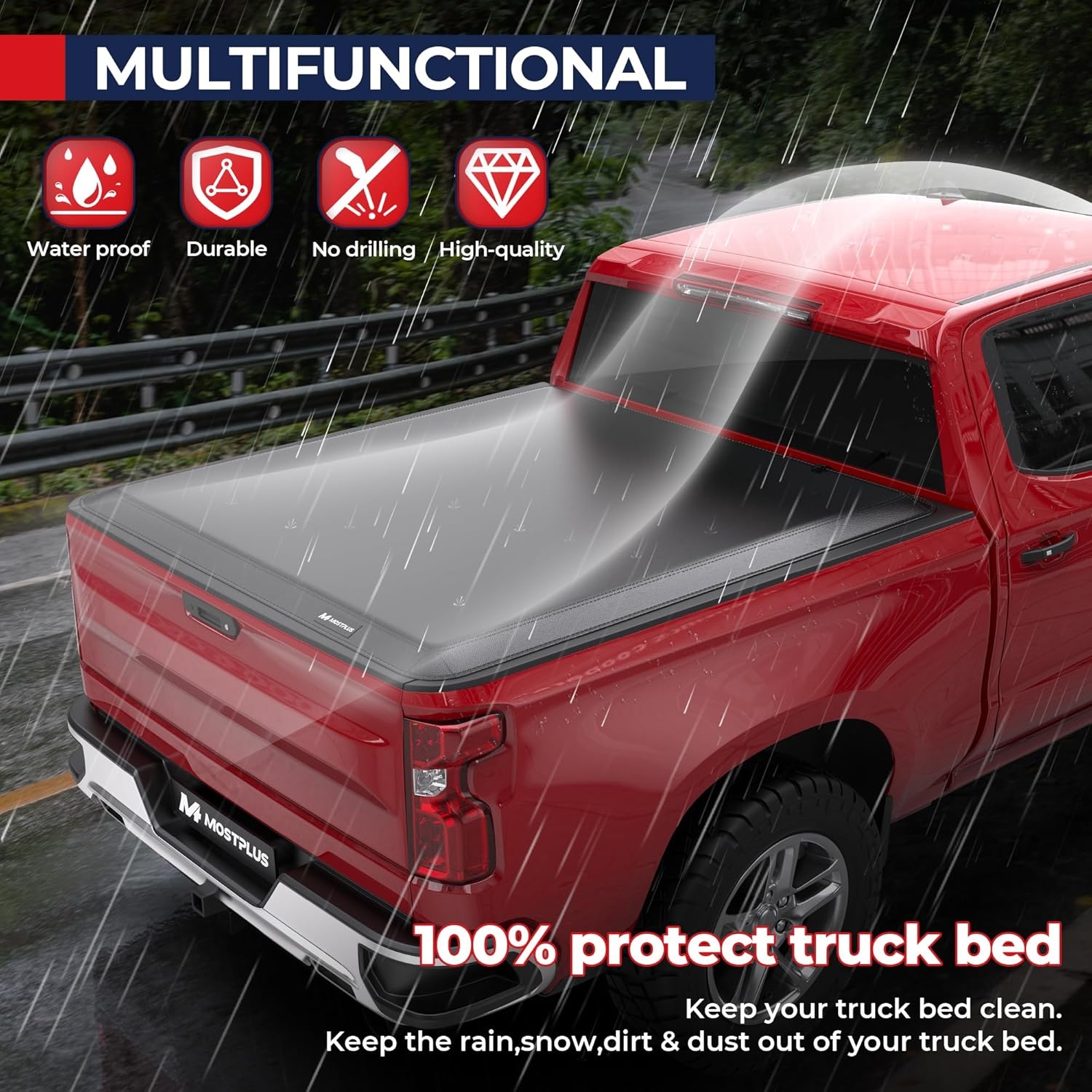 MOSTPLUS Roll-Up Soft Vinyl Truck Bed Tonneau Cover Compatible with 2020-2024 2025 Chevy Chevrolet Silverado GMC Sierra 2500 3500 HD 6.8 FT Bed Fleetside-82.2 Inch - Image 47