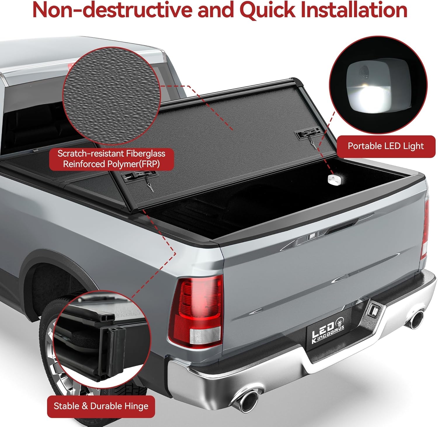 LEDKINGDOMUS Soft Tri-Fold Truck Bed Cover Fits for Chevy Silverado/GMC Sierra 1500 New Body Style 2019-2025 | 5'9" (70") Bed Without Multi-Flex Tailgate - Image 21