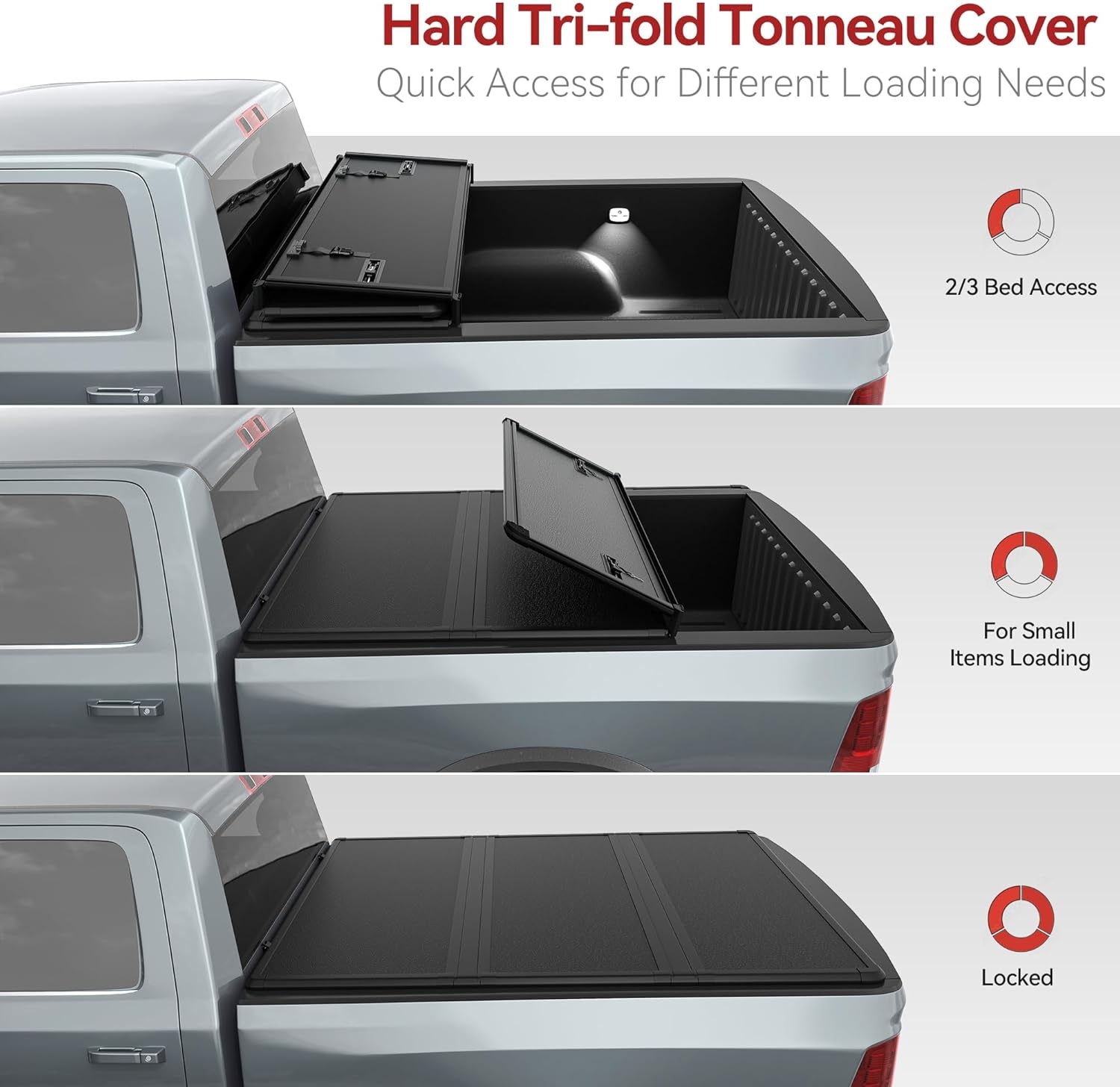 LEDKINGDOMUS Soft Tri-Fold Truck Bed Cover Fits for Chevy Silverado/GMC Sierra 1500 New Body Style 2019-2025 | 5'9" (70") Bed Without Multi-Flex Tailgate - Image 22