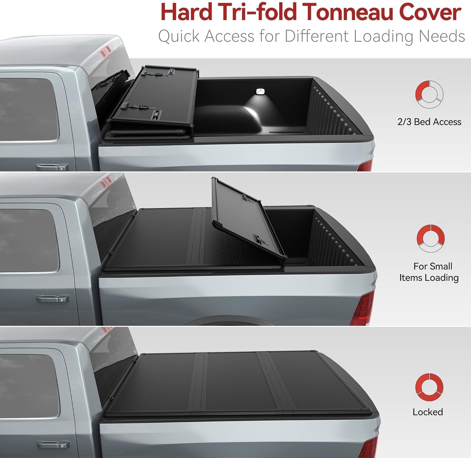 LEDKINGDOMUS Soft Tri-Fold Truck Bed Cover Fits for Chevy Silverado/GMC Sierra 1500 New Body Style 2019-2025 | 5'9" (70") Bed Without Multi-Flex Tailgate - Image 50