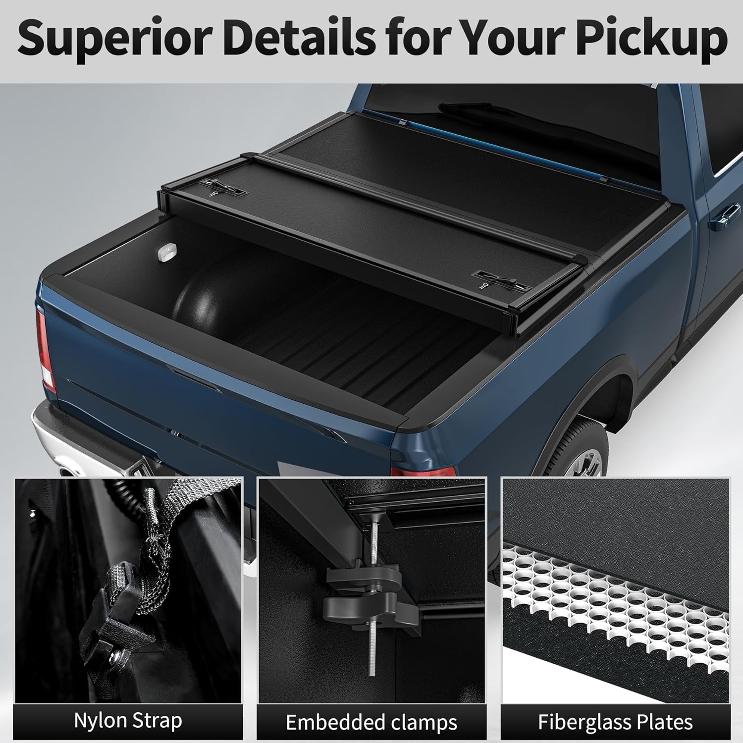 OEDRO FRP Hard Tri-fold Truck Bed Tonneau Cover Compatible with 2019-2025 Chevy Silverado 1500 / GMC Sierra 1500 New Body Style, 5.8 Feet Bed w/o Multi-Flex Tailgate - Image 3