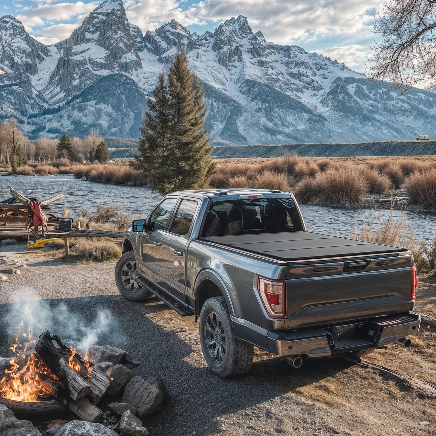 OEDRO FRP Hard Tri-fold Truck Bed Tonneau Cover Compatible with 2019-2025 Chevy Silverado 1500 / GMC Sierra 1500 New Body Style, 5.8 Feet Bed w/o Multi-Flex Tailgate - Image 7