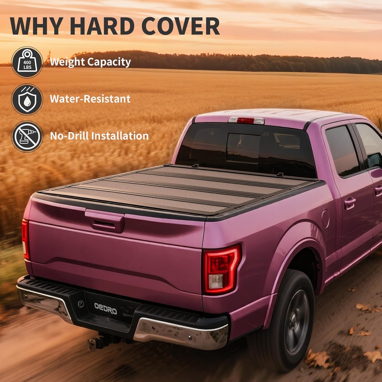 OEDRO FRP Hard Tri-fold Truck Bed Tonneau Cover Compatible with 2019-2025 Chevy Silverado 1500 / GMC Sierra 1500 New Body Style, 5.8 Feet Bed w/o Multi-Flex Tailgate - Image 14