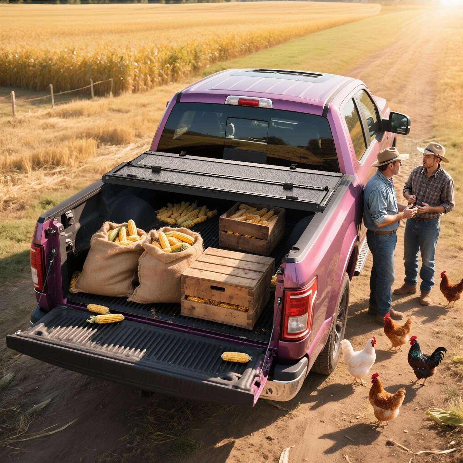 OEDRO FRP Hard Tri-fold Truck Bed Tonneau Cover Compatible with 2019-2025 Chevy Silverado 1500 / GMC Sierra 1500 New Body Style, 5.8 Feet Bed w/o Multi-Flex Tailgate - Image 17