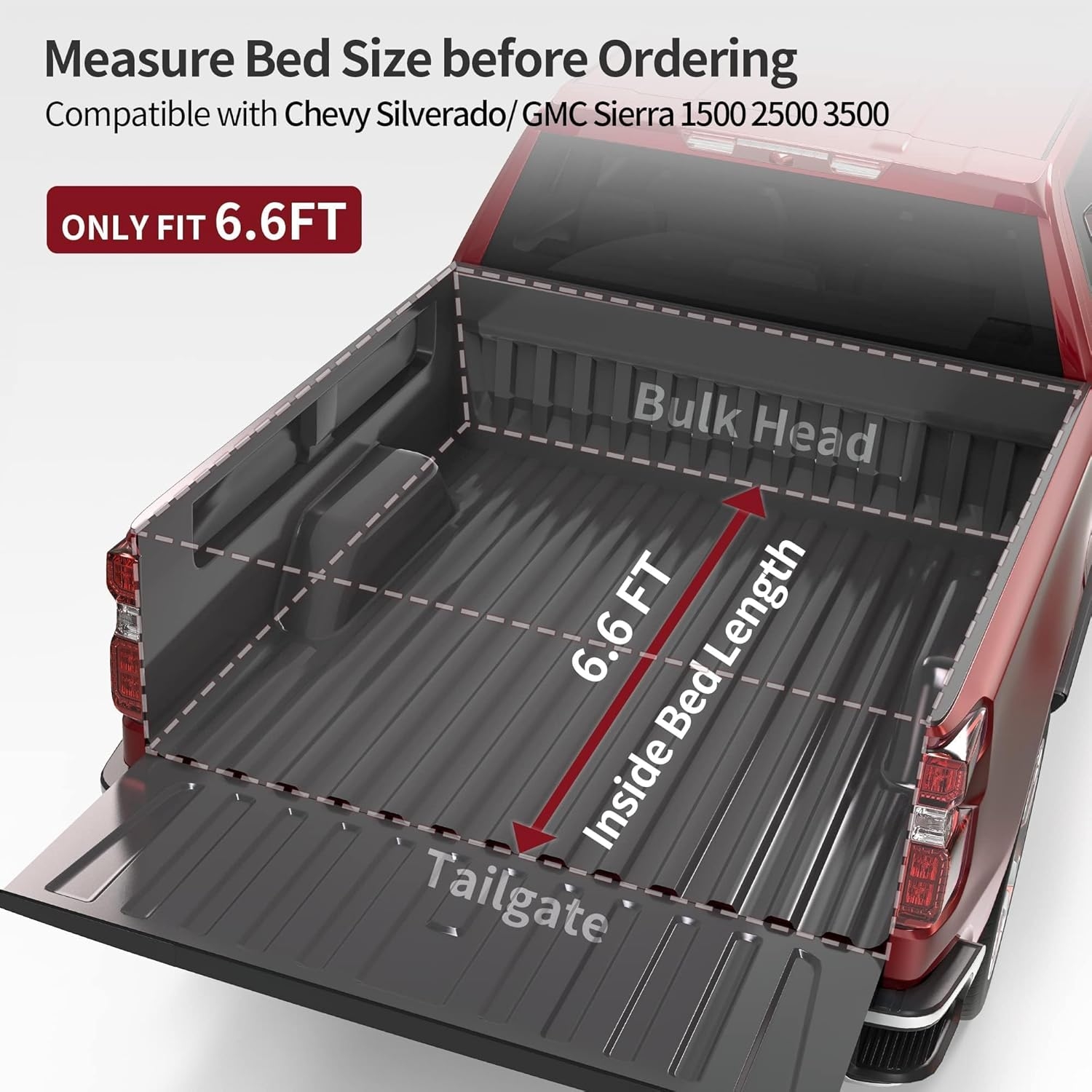 OEDRO FRP Hard Tri-fold Truck Bed Tonneau Cover Compatible with 2019-2025 Chevy Silverado 1500 / GMC Sierra 1500 New Body Style, 5.8 Feet Bed w/o Multi-Flex Tailgate - Image 44