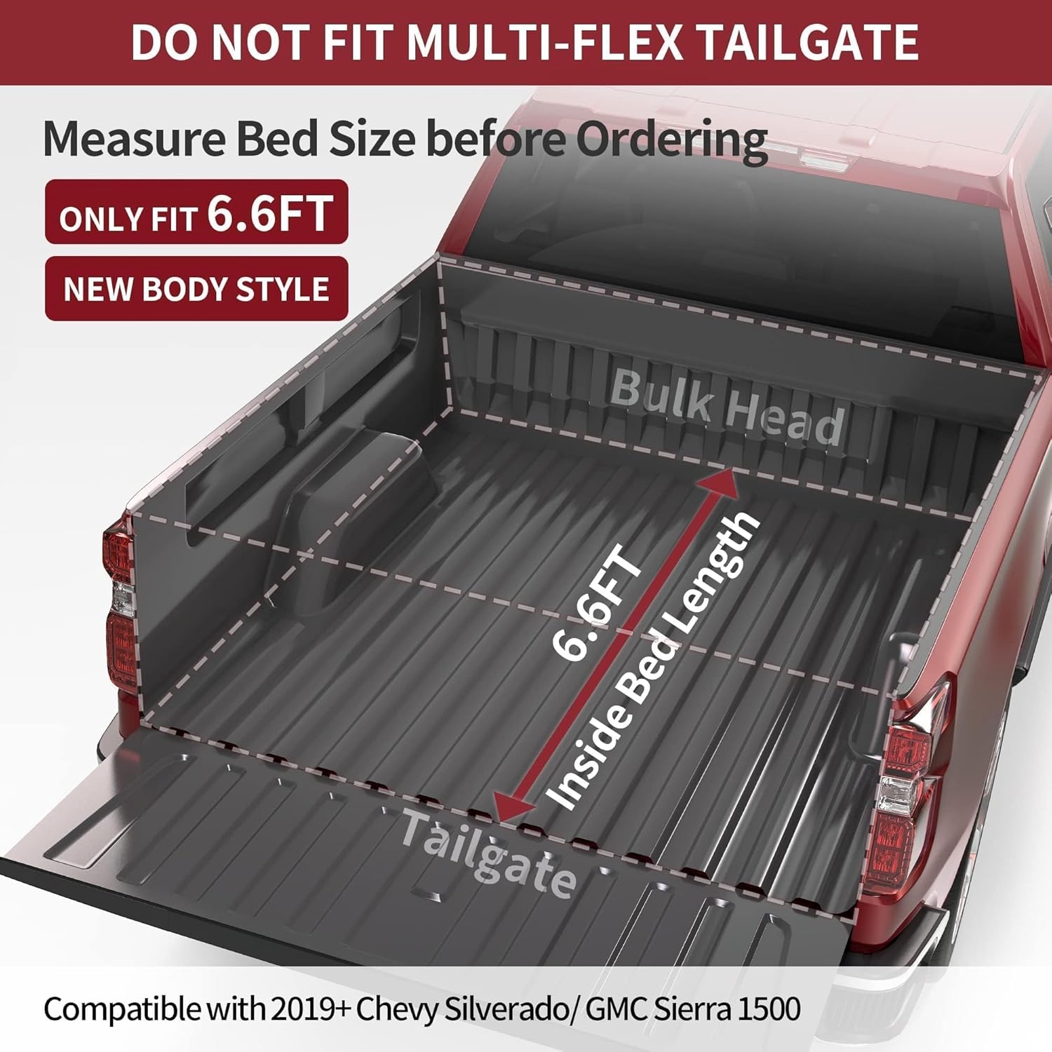 OEDRO FRP Hard Tri-fold Truck Bed Tonneau Cover Compatible with 2019-2025 Chevy Silverado 1500 / GMC Sierra 1500 New Body Style, 5.8 Feet Bed w/o Multi-Flex Tailgate - Image 66