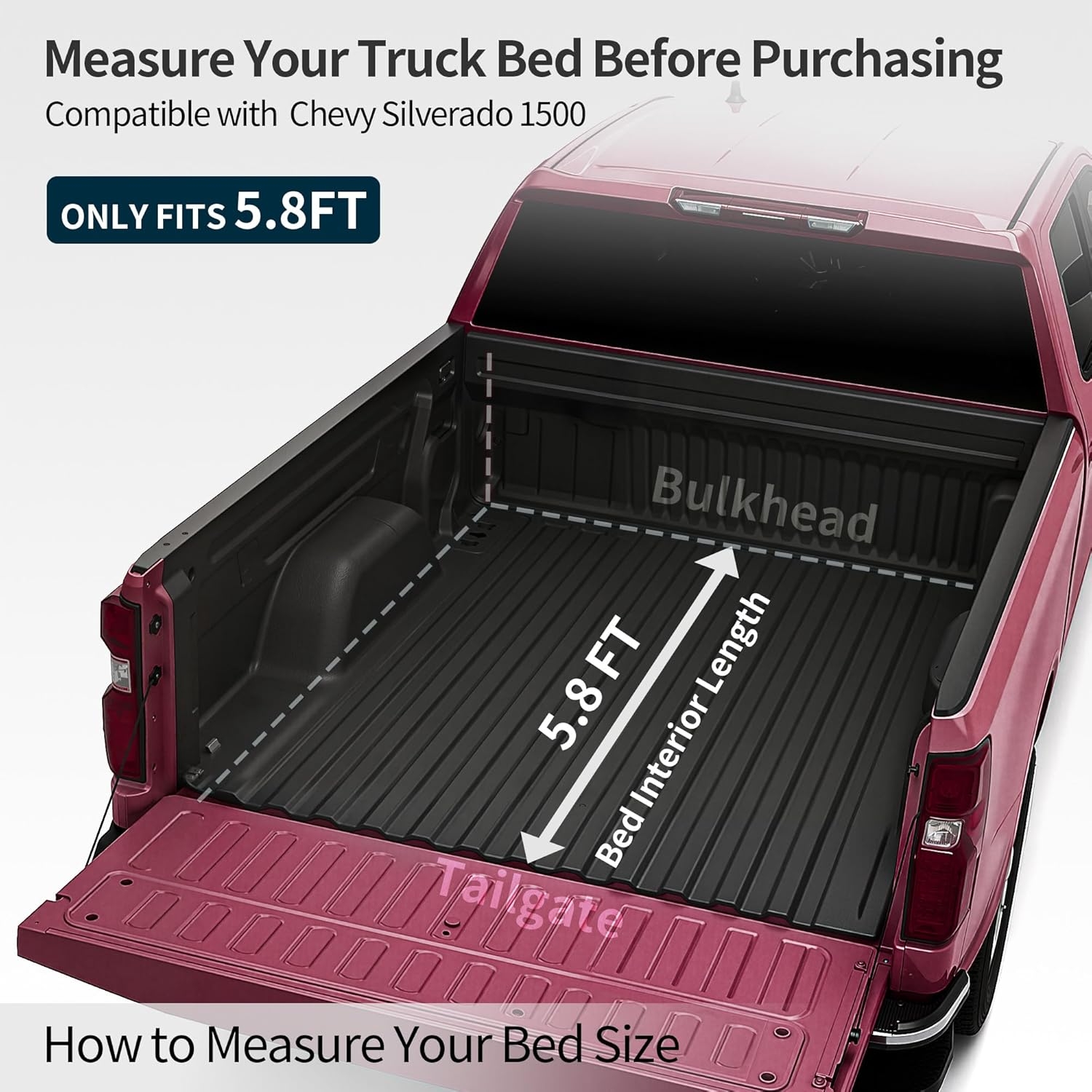 OEDRO FRP Hard Tri-fold Truck Bed Tonneau Cover Compatible with 2019-2025 Chevy Silverado 1500 / GMC Sierra 1500 New Body Style, 5.8 Feet Bed w/o Multi-Flex Tailgate - Image 79