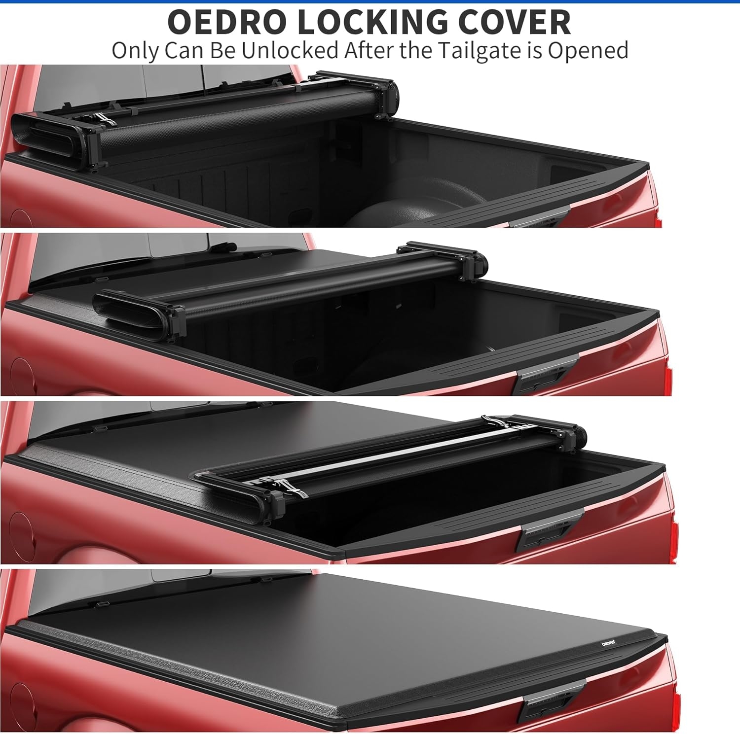 OEDRO FRP Hard Tri-fold Truck Bed Tonneau Cover Compatible with 2019-2025 Chevy Silverado 1500 / GMC Sierra 1500 New Body Style, 5.8 Feet Bed w/o Multi-Flex Tailgate - Image 91