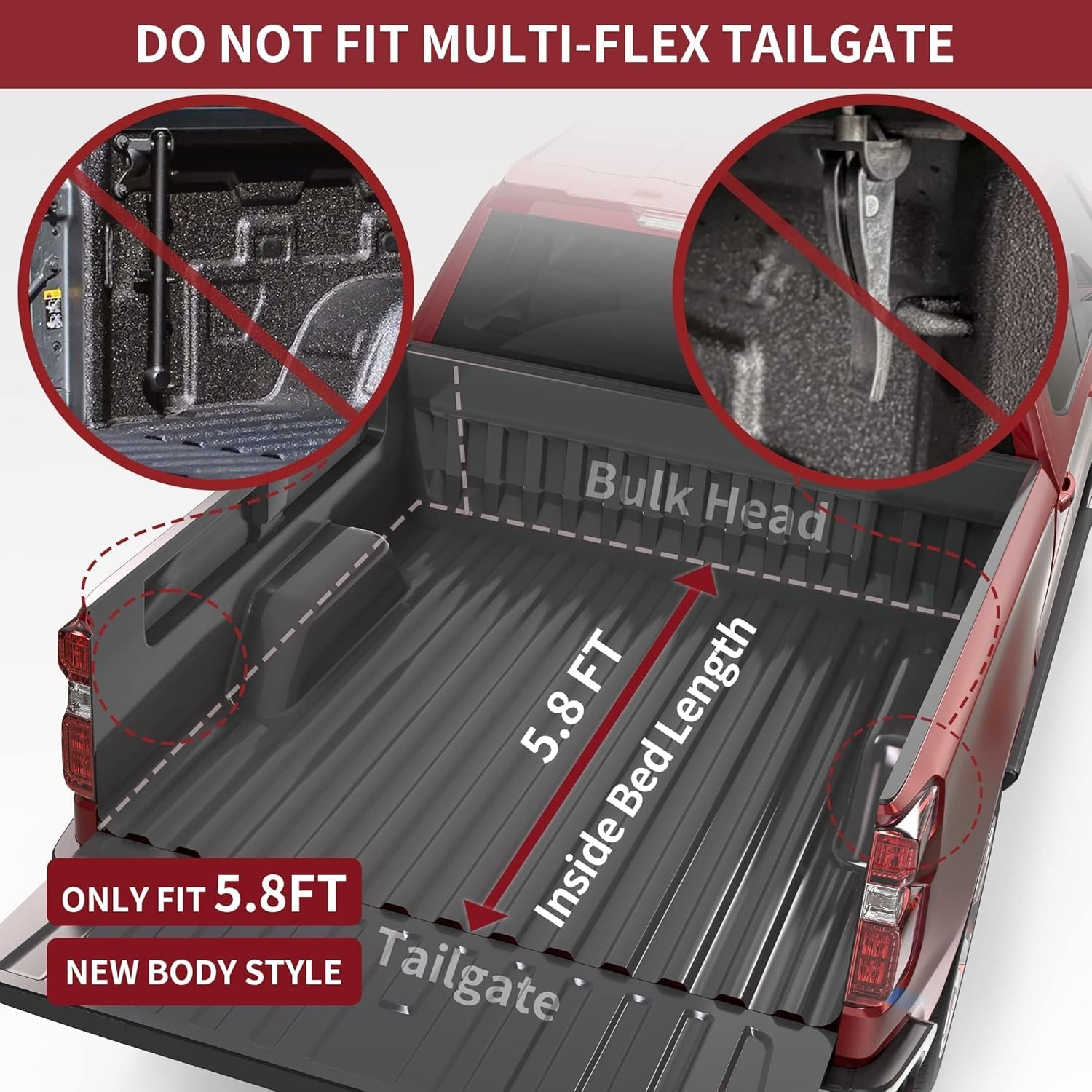 OEDRO FRP Hard Tri-fold Truck Bed Tonneau Cover Compatible with 2019-2025 Chevy Silverado 1500 / GMC Sierra 1500 New Body Style, 5.8 Feet Bed w/o Multi-Flex Tailgate - Image 98