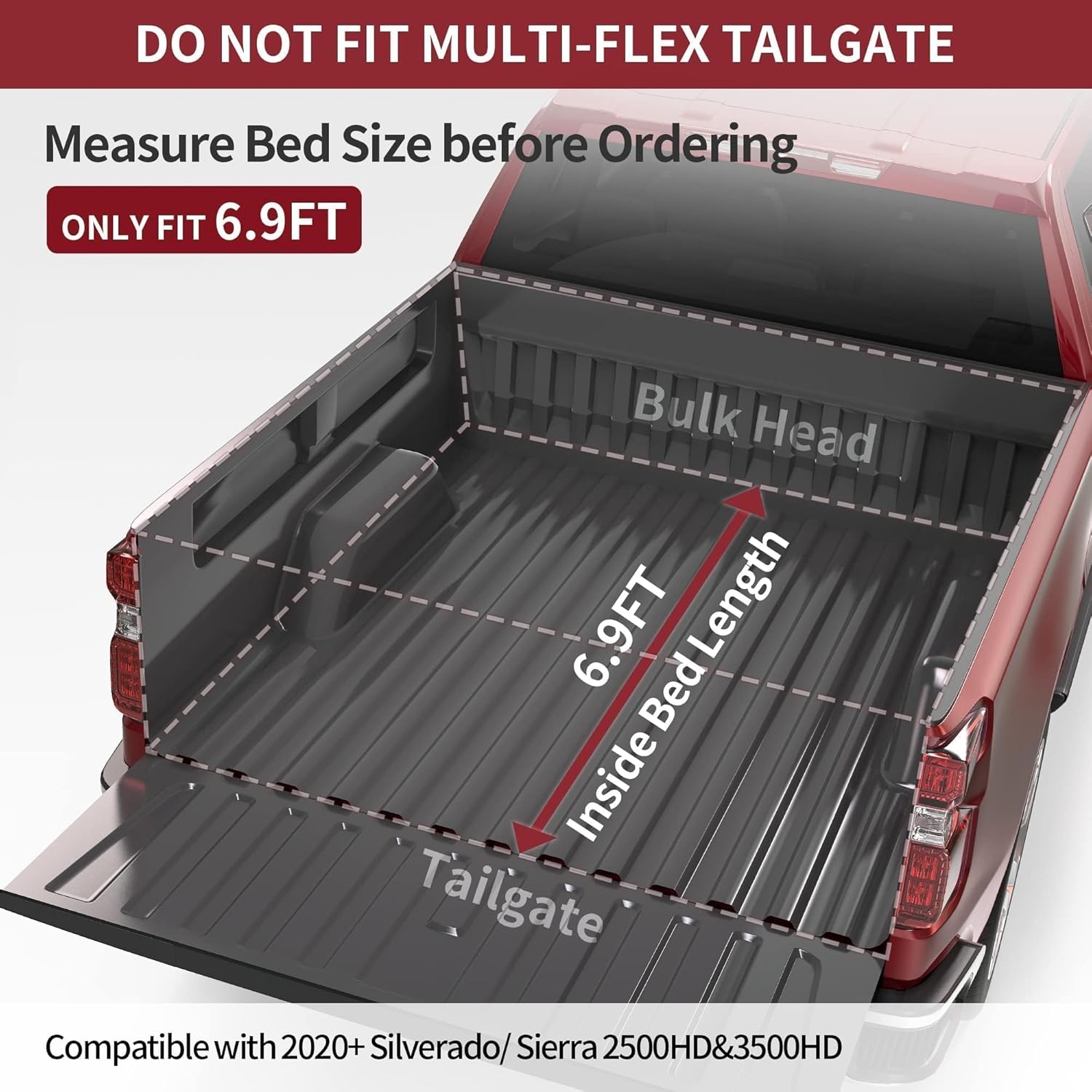 OEDRO FRP Hard Tri-fold Truck Bed Tonneau Cover Compatible with 2019-2025 Chevy Silverado 1500 / GMC Sierra 1500 New Body Style, 5.8 Feet Bed w/o Multi-Flex Tailgate - Image 105