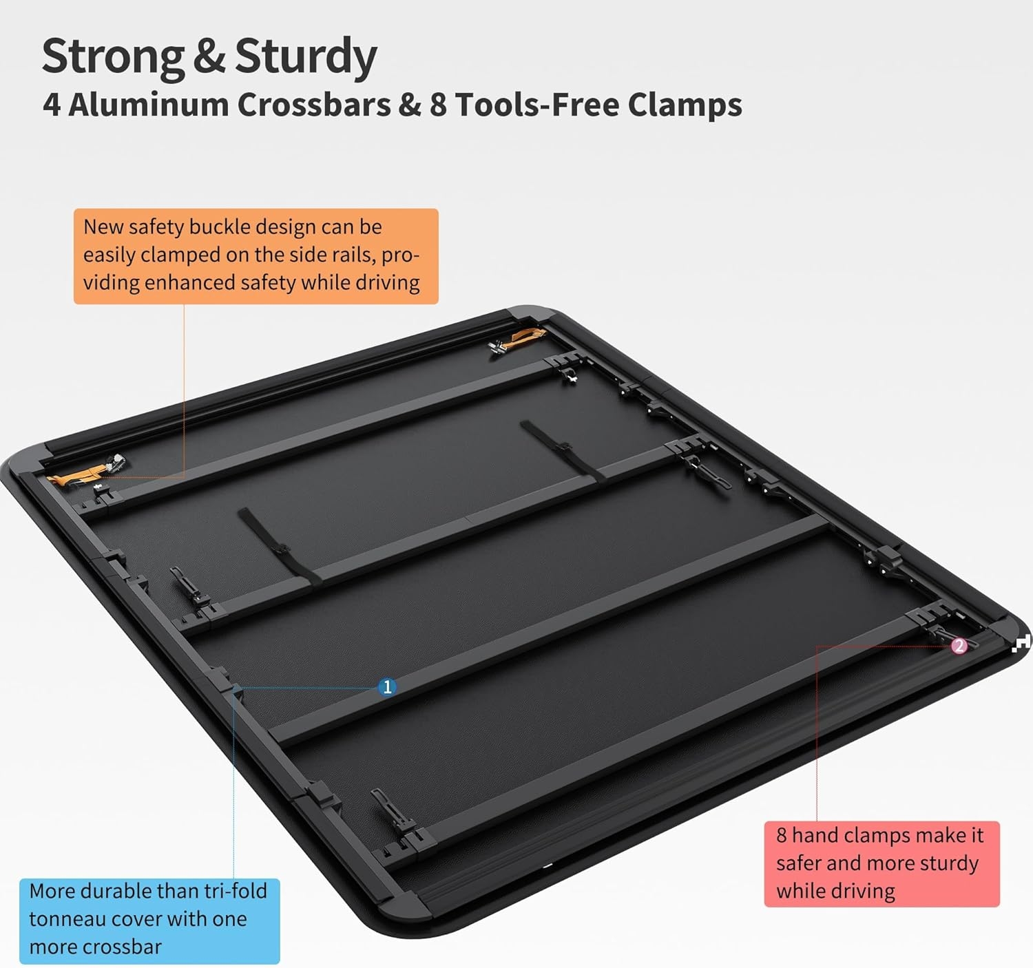 OEDRO FRP Hard Tri-fold Truck Bed Tonneau Cover Compatible with 2019-2025 Chevy Silverado 1500 / GMC Sierra 1500 New Body Style, 5.8 Feet Bed w/o Multi-Flex Tailgate - Image 119