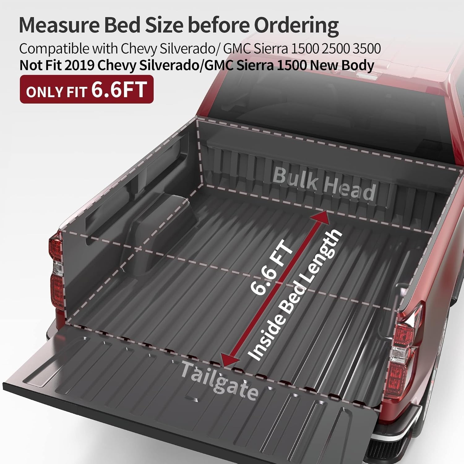 OEDRO FRP Hard Tri-fold Truck Bed Tonneau Cover Compatible with 2019-2025 Chevy Silverado 1500 / GMC Sierra 1500 New Body Style, 5.8 Feet Bed w/o Multi-Flex Tailgate - Image 122