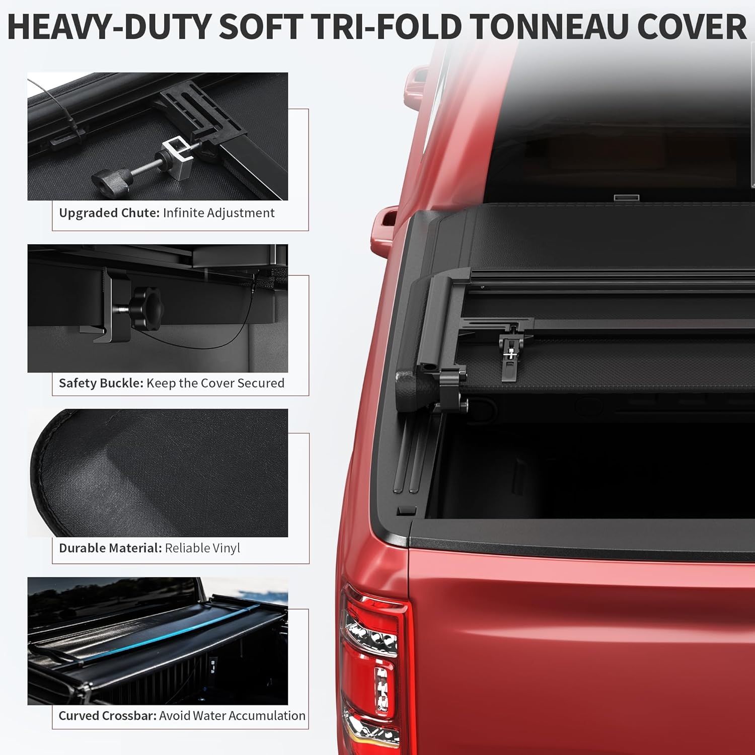 OEDRO FRP Hard Tri-fold Truck Bed Tonneau Cover Compatible with 2019-2025 Chevy Silverado 1500 / GMC Sierra 1500 New Body Style, 5.8 Feet Bed w/o Multi-Flex Tailgate - Image 129