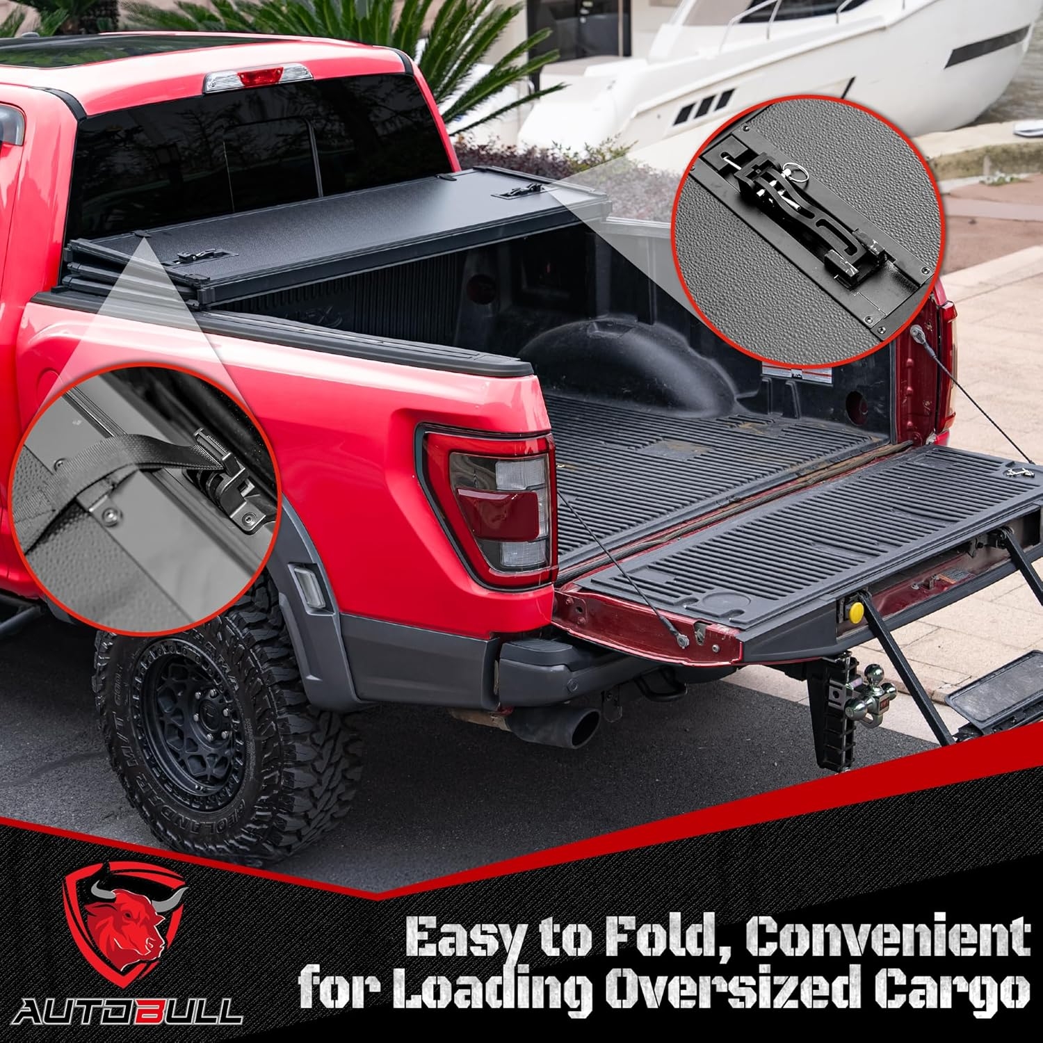 Hard Top Tri Fold tonneau Cover Compatible with 1994-2025 Dodge Ram 1500 2500 3500 8ft Bed (96.3"), Alloy Steel and Fiberglass Made - Image 4