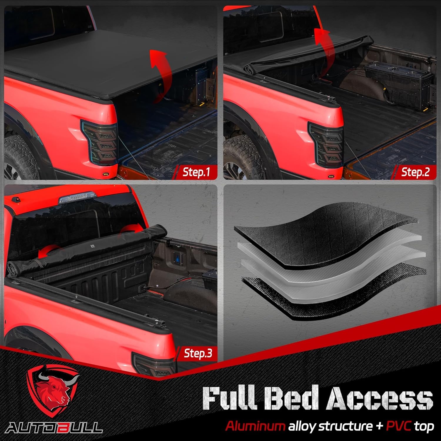 Hard Top Tri Fold tonneau Cover Compatible with 1994-2025 Dodge Ram 1500 2500 3500 8ft Bed (96.3"), Alloy Steel and Fiberglass Made - Image 16