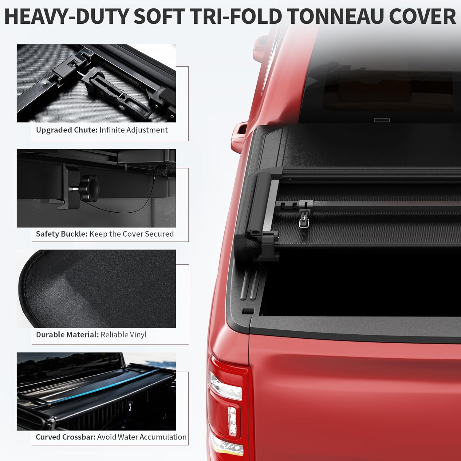 OEDRO Quad Fold Hard Truck Bed Tonneau Cover Fit for Dodge Ram 1500 Classic 2009-2024, Fit for Ram 1500 New Body 2019-2025 with 5.7ft Bed, Black - Image 11