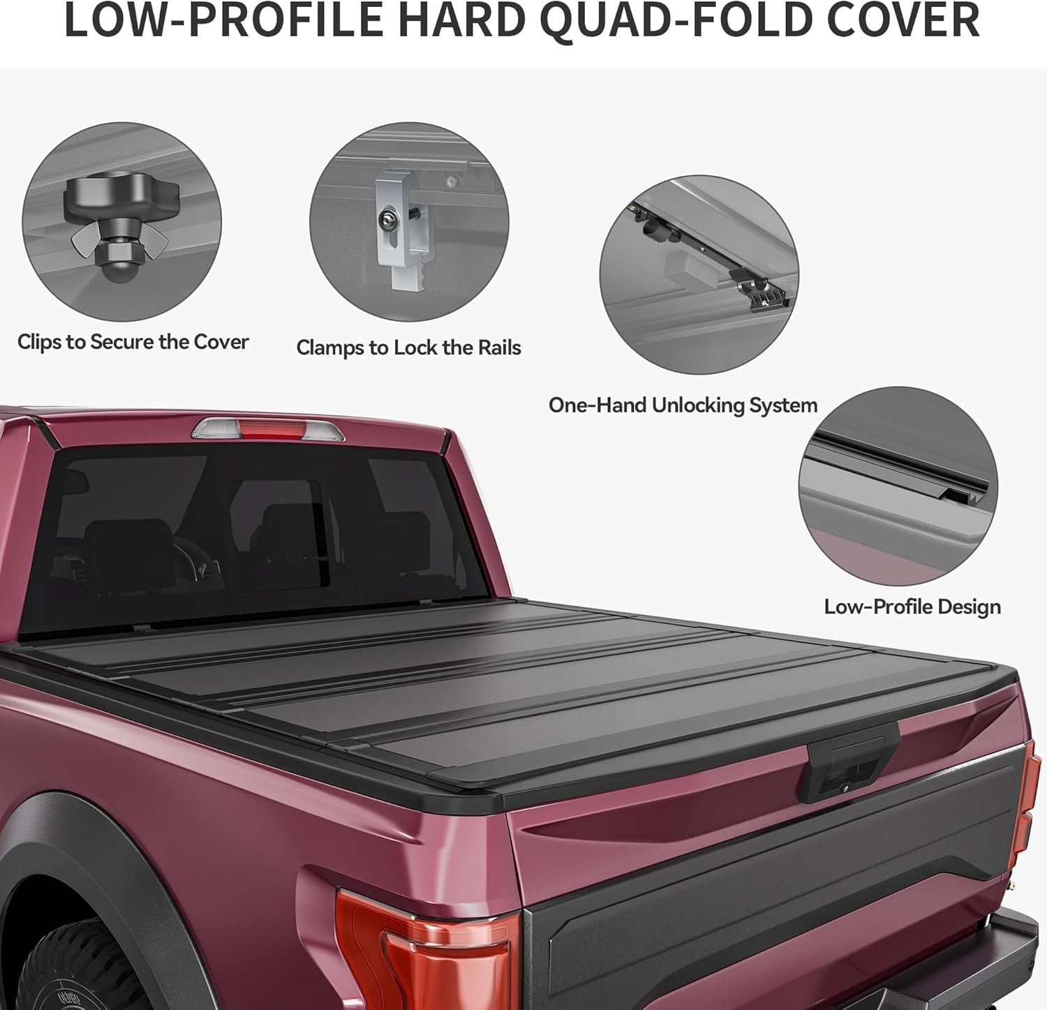 OEDRO Quad Fold Hard Truck Bed Tonneau Cover Fit for Dodge Ram 1500 Classic 2009-2024, Fit for Ram 1500 New Body 2019-2025 with 5.7ft Bed, Black - Image 51