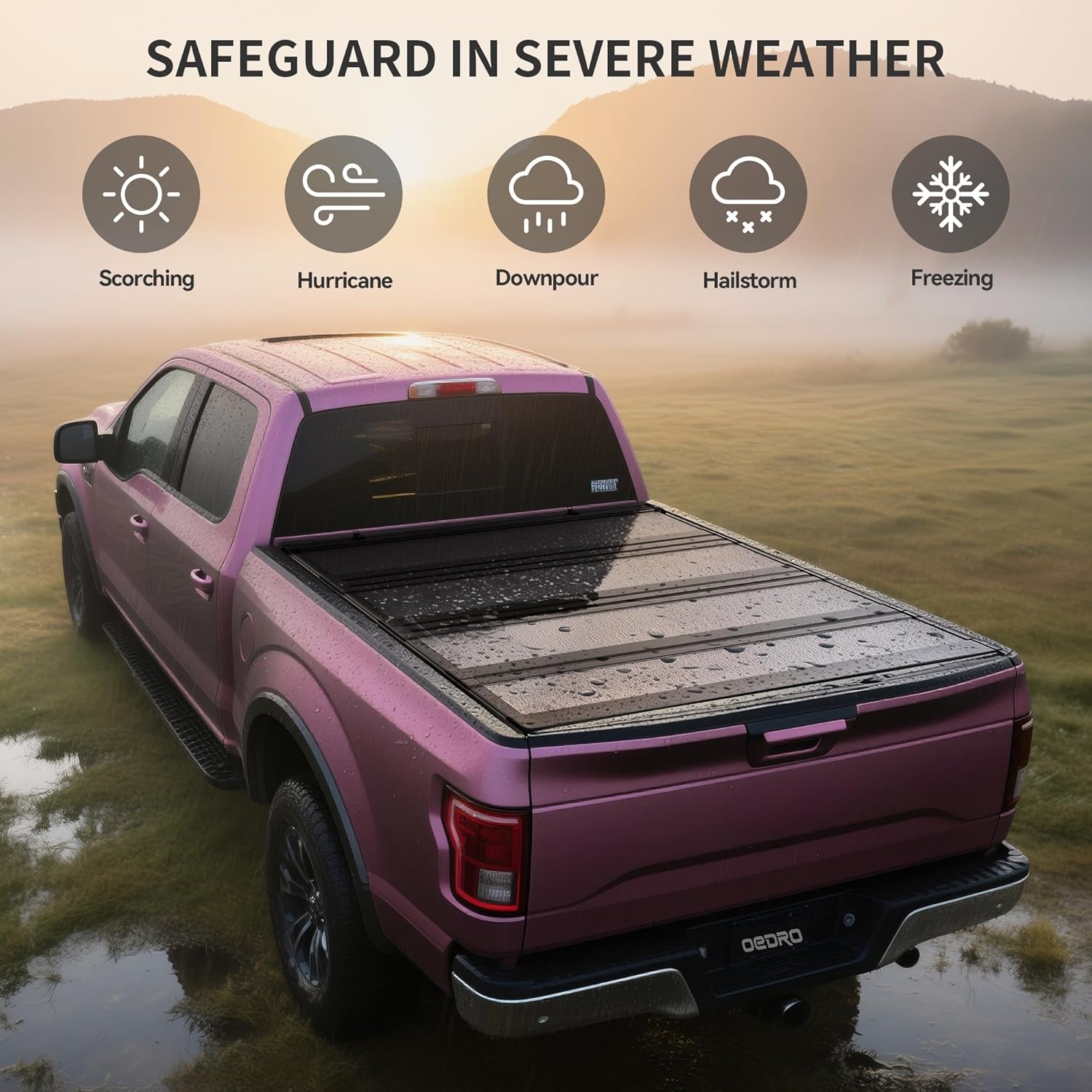 OEDRO Quad Fold Hard Truck Bed Tonneau Cover Fit for Dodge Ram 1500 Classic 2009-2024, Fit for Ram 1500 New Body 2019-2025 with 5.7ft Bed, Black - Image 55