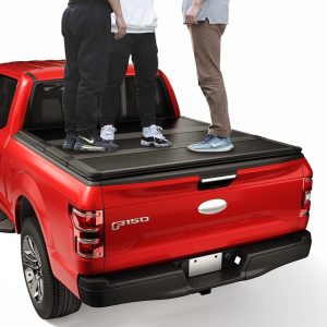 CARMOCAR Hard Tri-Fold Tonneau Cover Replacement for 2015-2024 Ford F-150 Styleside 5.5″ Black Truck Bed Cover