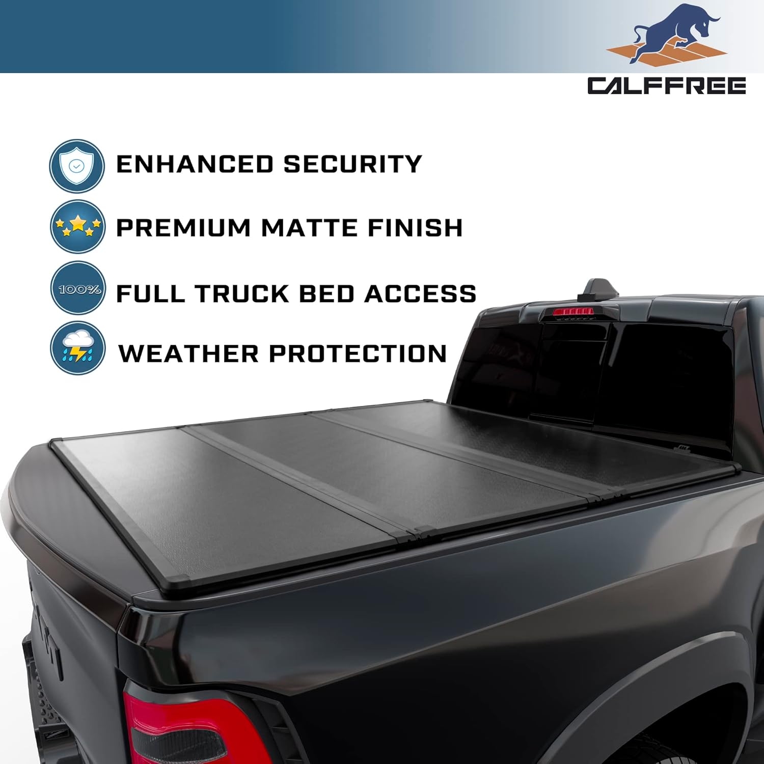Hard Tri-Fold Truck Bed Tonneau Cover Compatible with 2009-2026 Dodge Ram 1500 - 2500 5.7ft Bed Without Ram Box (67.4") - Image 3