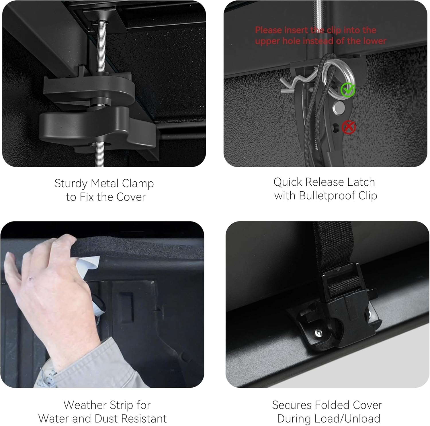 LEDKINGDOMUS Hard Trifold FRP Truck Bed Tonneau Cover Fits for 2009-2024 Dodge Ram 1500 Classic Only | 5.7ft Bed w/o Ram Box - Image 3