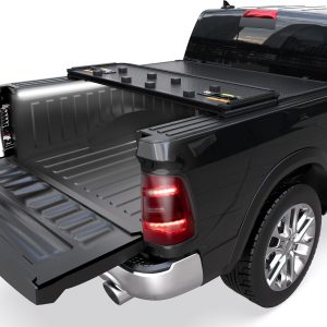 Tri Hard Truck Bed Tonneau Cover Compatible with 2002-2025 Dodge Ram 1500 Classic -New Body/2003-2024 Ram 2500 3500 (w/o Ram Box)-6.5 FT Aluminum (Utility Track System w/LED Light Strip)