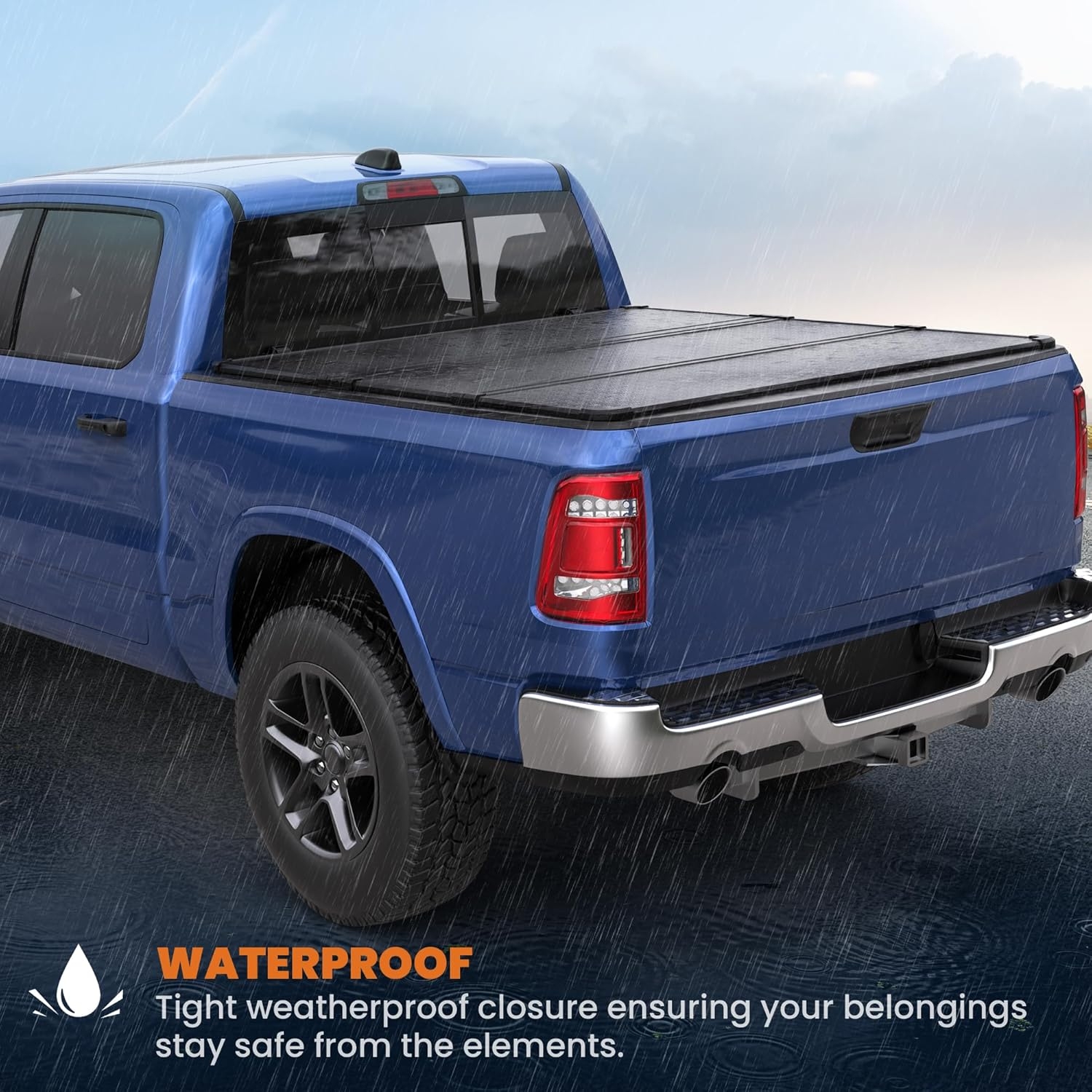 Tri Hard Truck Bed Tonneau Cover Compatible with 2002-2025 Dodge Ram 1500 Classic -New Body/2003-2024 Ram 2500 3500 (w/o Ram Box)-6.5 FT Aluminum (Utility Track System w/LED Light Strip) - Image 5