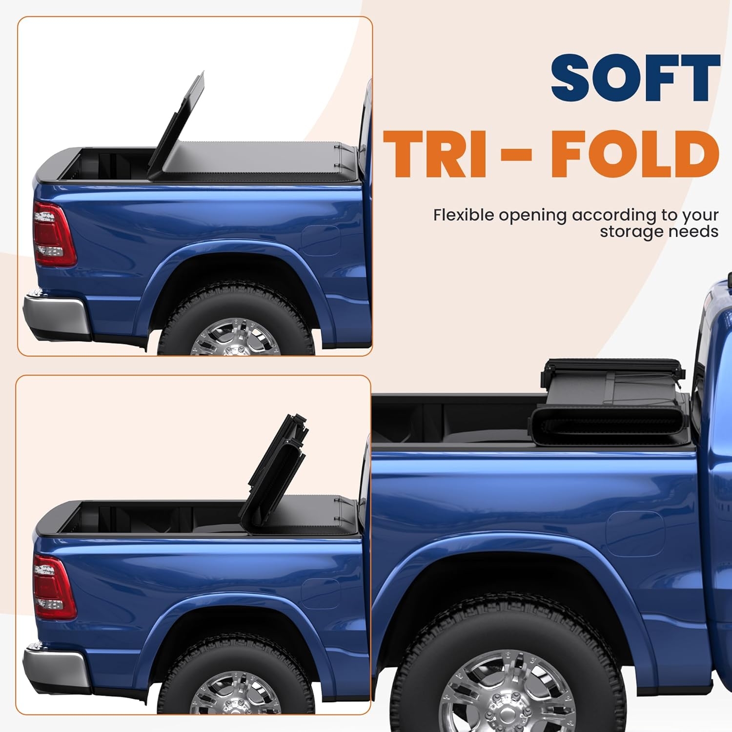 Tri Hard Truck Bed Tonneau Cover Compatible with 2002-2025 Dodge Ram 1500 Classic -New Body/2003-2024 Ram 2500 3500 (w/o Ram Box)-6.5 FT Aluminum (Utility Track System w/LED Light Strip) - Image 16