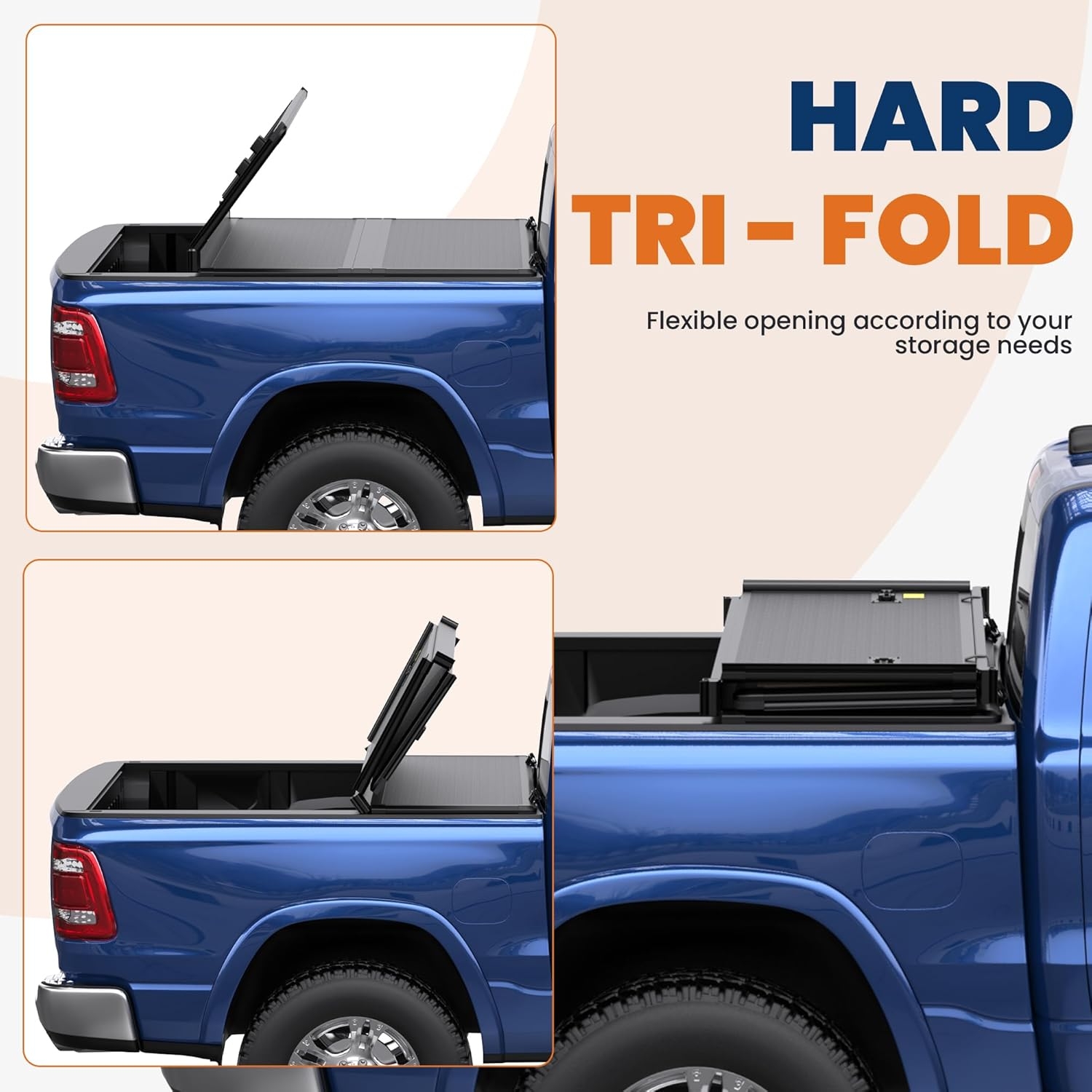 Tri Hard Truck Bed Tonneau Cover Compatible with 2002-2025 Dodge Ram 1500 Classic -New Body/2003-2024 Ram 2500 3500 (w/o Ram Box)-6.5 FT Aluminum (Utility Track System w/LED Light Strip) - Image 31