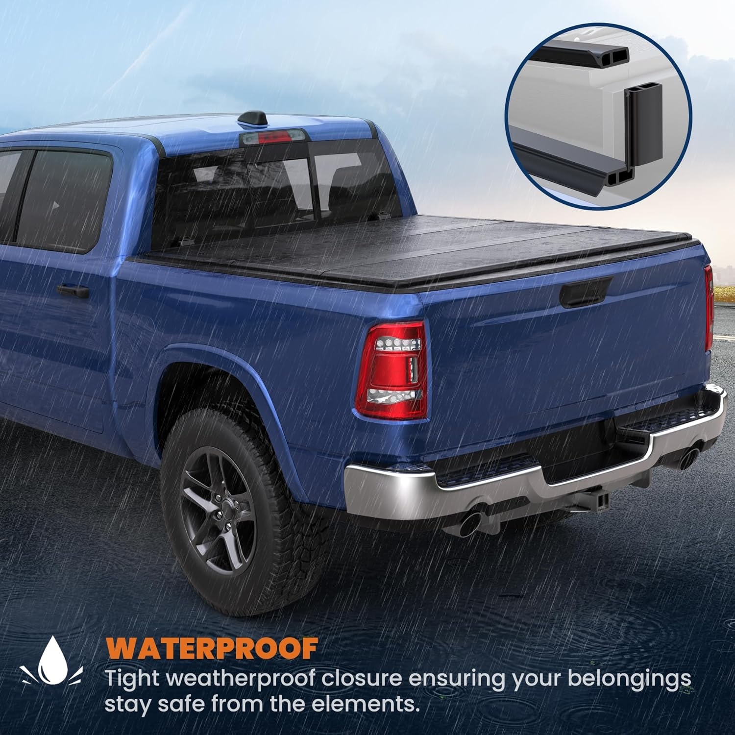Tri Hard Truck Bed Tonneau Cover Compatible with 2002-2025 Dodge Ram 1500 Classic -New Body/2003-2024 Ram 2500 3500 (w/o Ram Box)-6.5 FT Aluminum (Utility Track System w/LED Light Strip) - Image 35