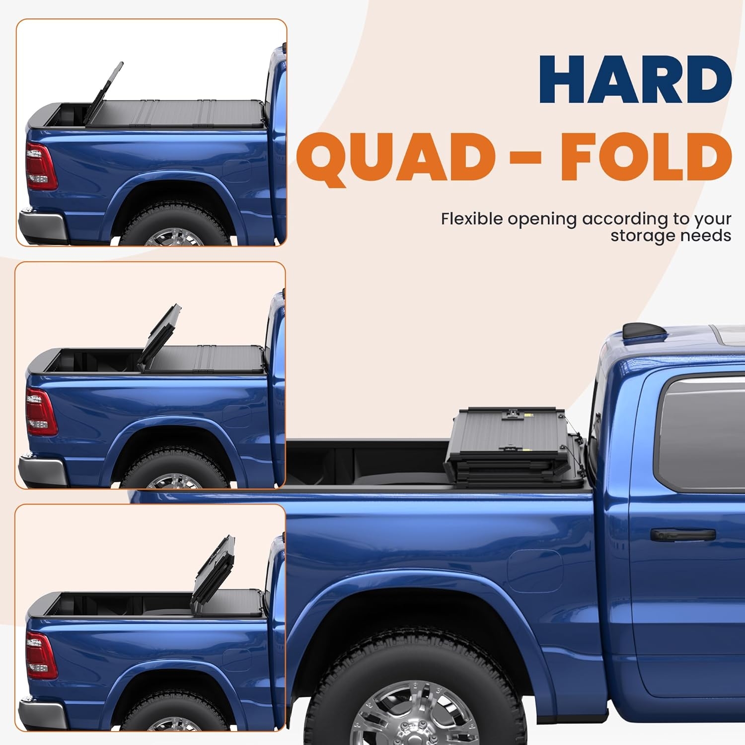 Tri Hard Truck Bed Tonneau Cover Compatible with 2002-2025 Dodge Ram 1500 Classic -New Body/2003-2024 Ram 2500 3500 (w/o Ram Box)-6.5 FT Aluminum (Utility Track System w/LED Light Strip) - Image 37