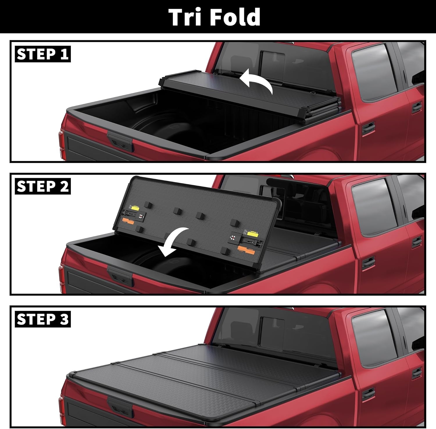 Hard Tri Fold Aluminum Truck Bed Tonneau Cover Compatible for 2022 2023 2024 2025 Ford Maverick 3-Fold 4.5FT 54.4Inch - Image 3