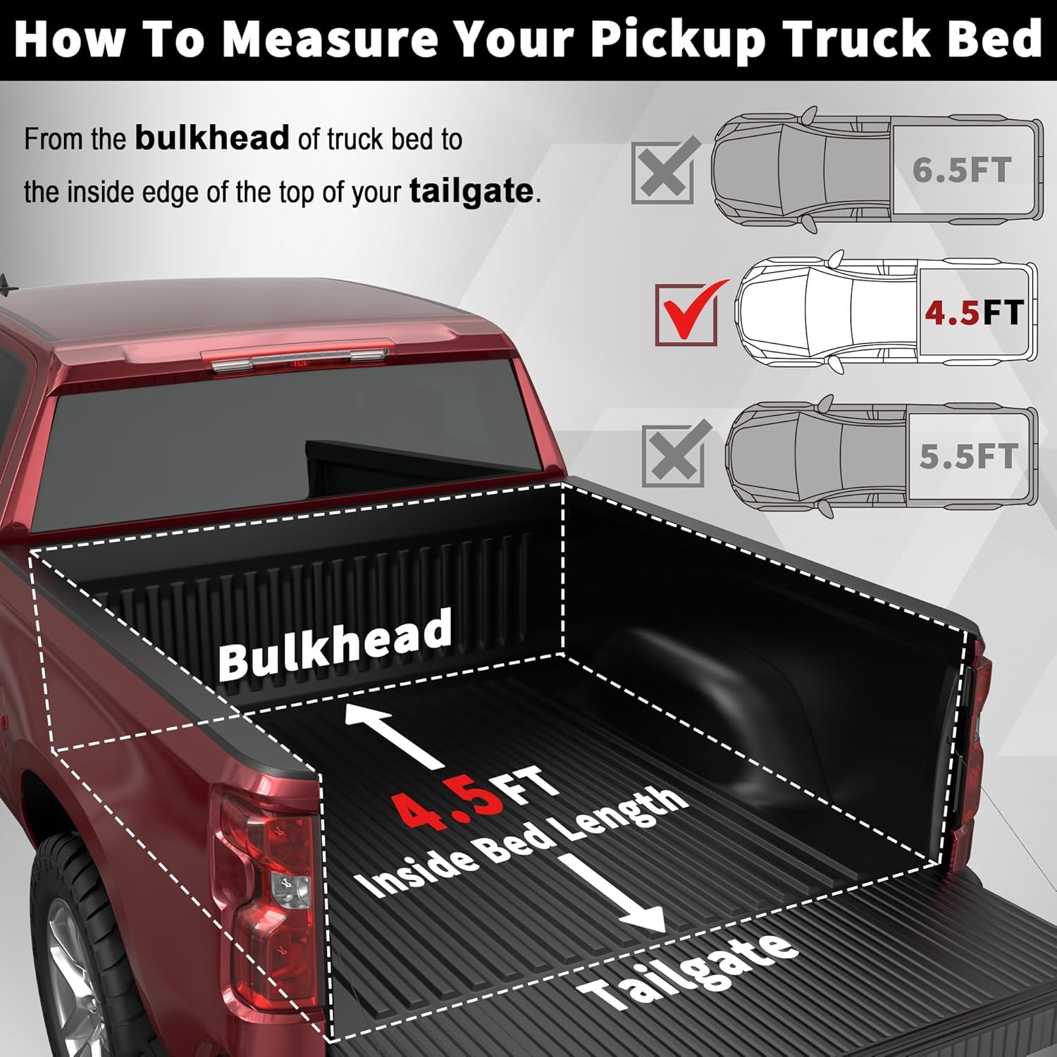 Hard Tri Fold Aluminum Truck Bed Tonneau Cover Compatible for 2022 2023 2024 2025 Ford Maverick 3-Fold 4.5FT 54.4Inch - Image 13
