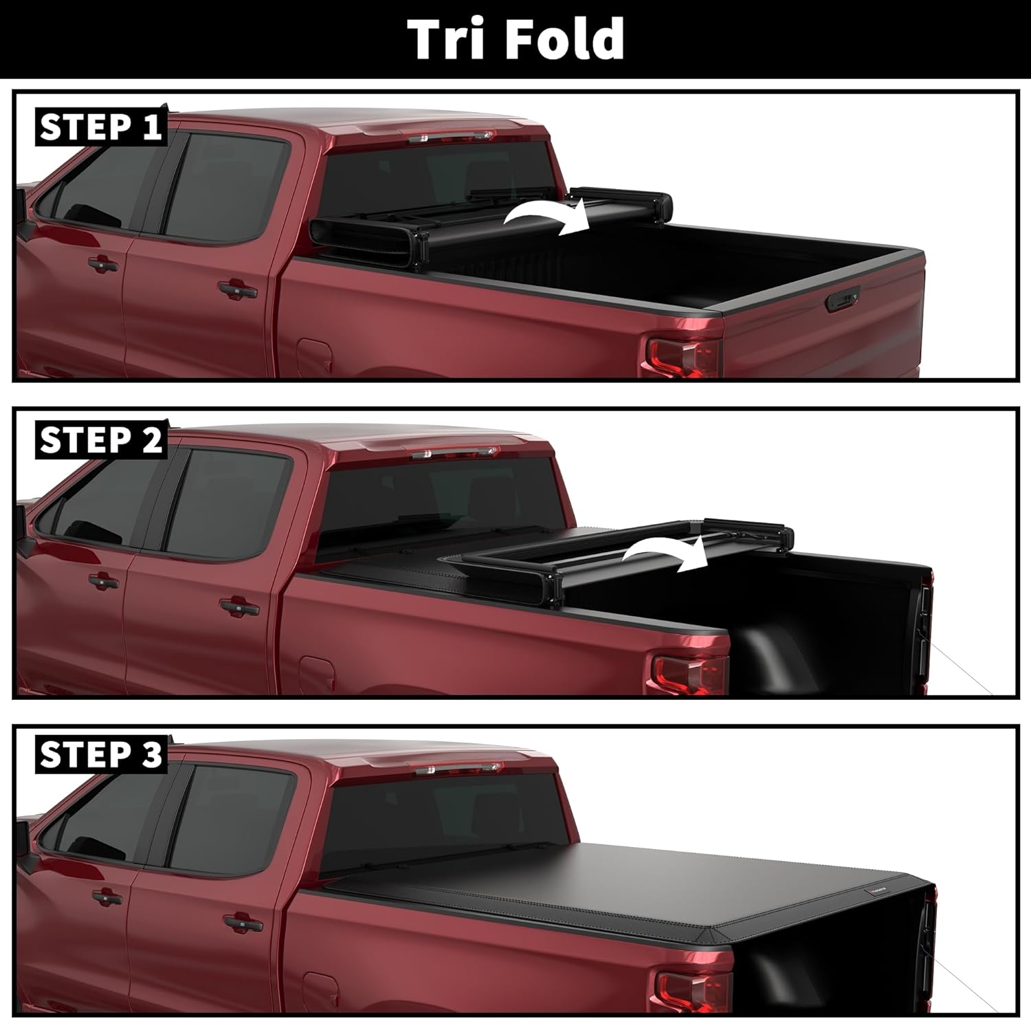 Hard Tri Fold Aluminum Truck Bed Tonneau Cover Compatible for 2022 2023 2024 2025 Ford Maverick 3-Fold 4.5FT 54.4Inch - Image 14