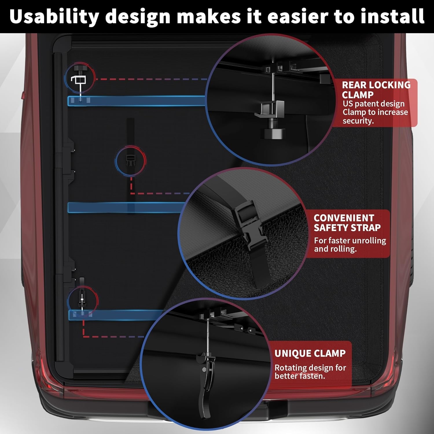 Hard Tri Fold Aluminum Truck Bed Tonneau Cover Compatible for 2022 2023 2024 2025 Ford Maverick 3-Fold 4.5FT 54.4Inch - Image 15